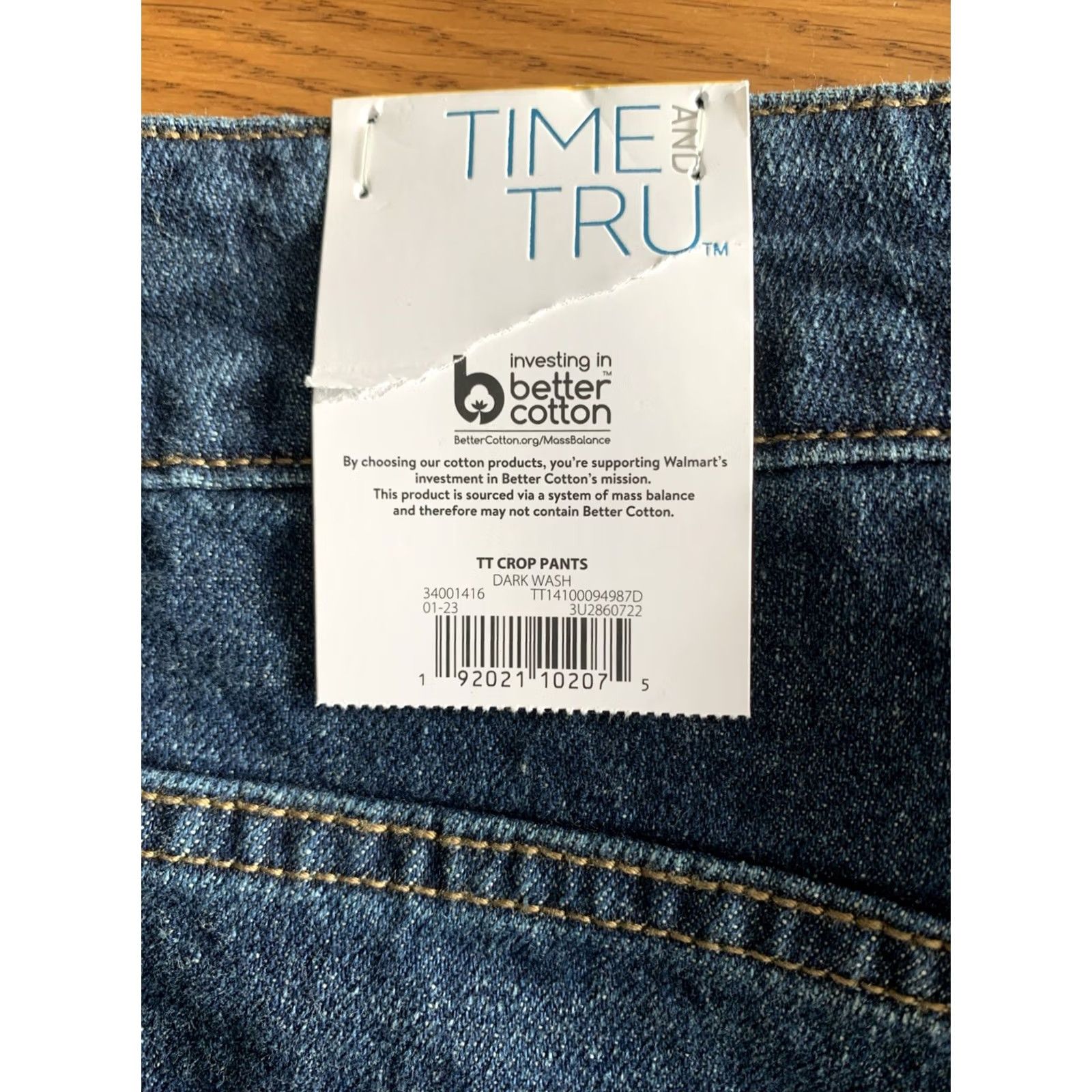 Vintage Time And Tru Jeans Cropped Pants High Rise Dark Blue Cropped Denim Straight Leg 14 Women NWT Stretch Size 36" / US 14 / IT 50 - 7 Thumbnail