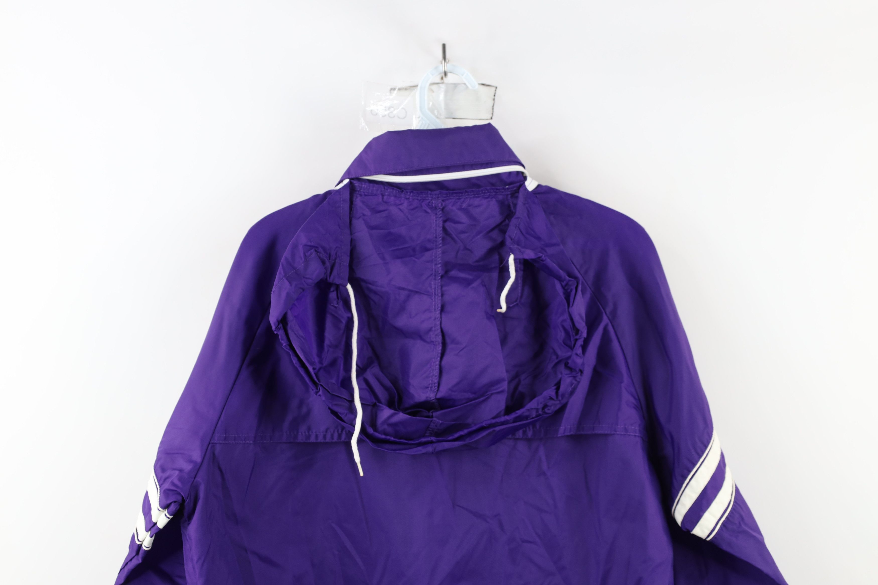 Asics × Vintage Vintage 80s 90s Asics Logo Striped Hooded Windbreaker Jacket Size US M / EU 48-50 / 2 - 14 Thumbnail
