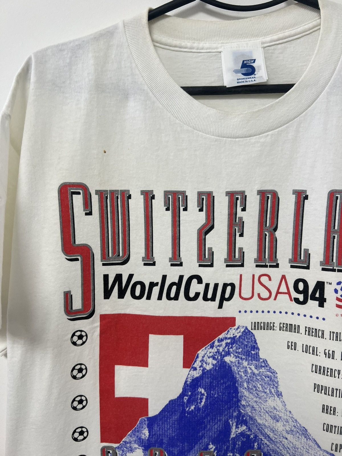 Vintage Switzerland 1991 World Cup USA 1994 T shirt Swiss Tee Sz L Size US L / EU 52-54 / 3 - 11 Thumbnail