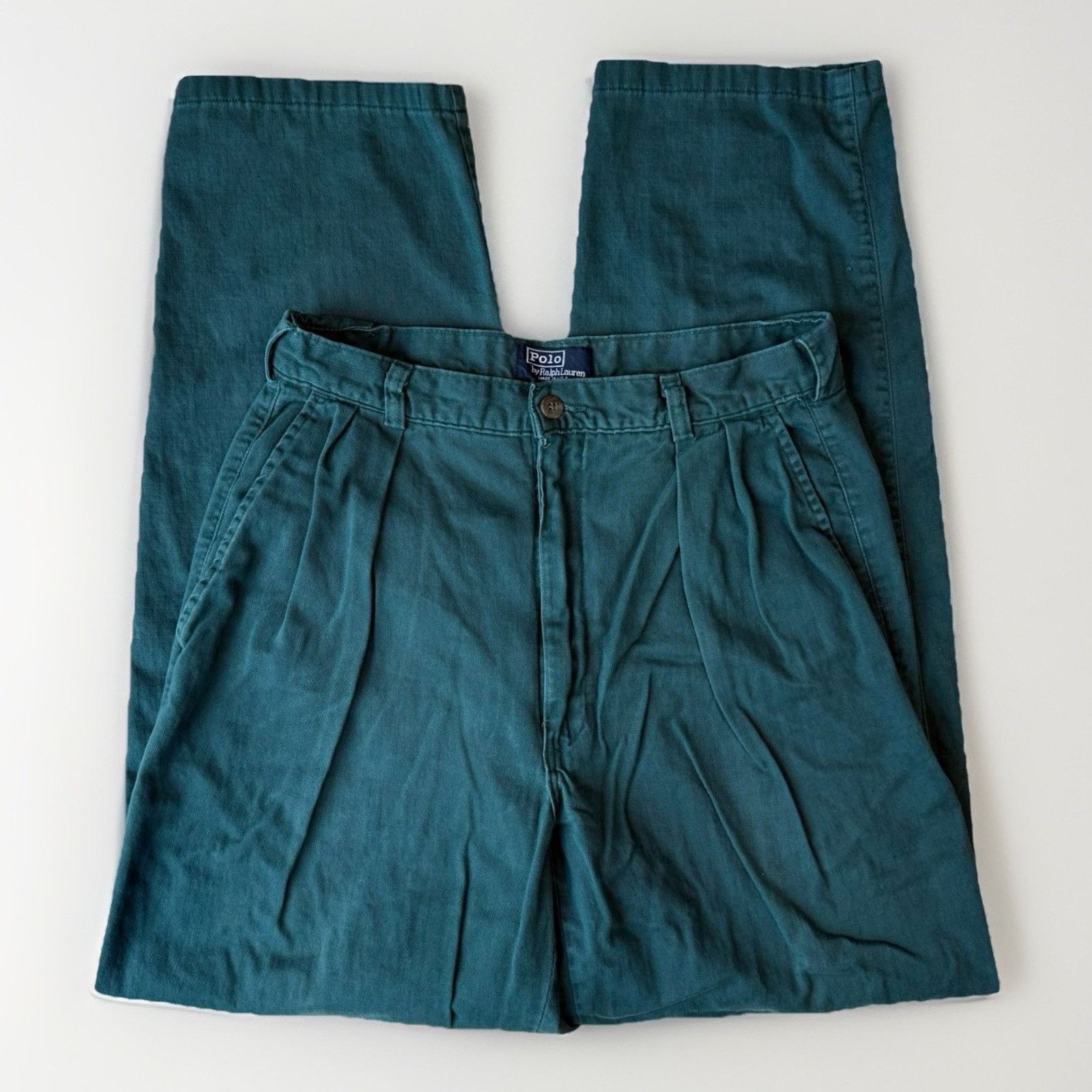 Polo Ralph Lauren Vintage Polo Ralph Lauren Pleated Pants 28 Green Minimalist Size US 28 / EU 44 - 1 Thumbnail