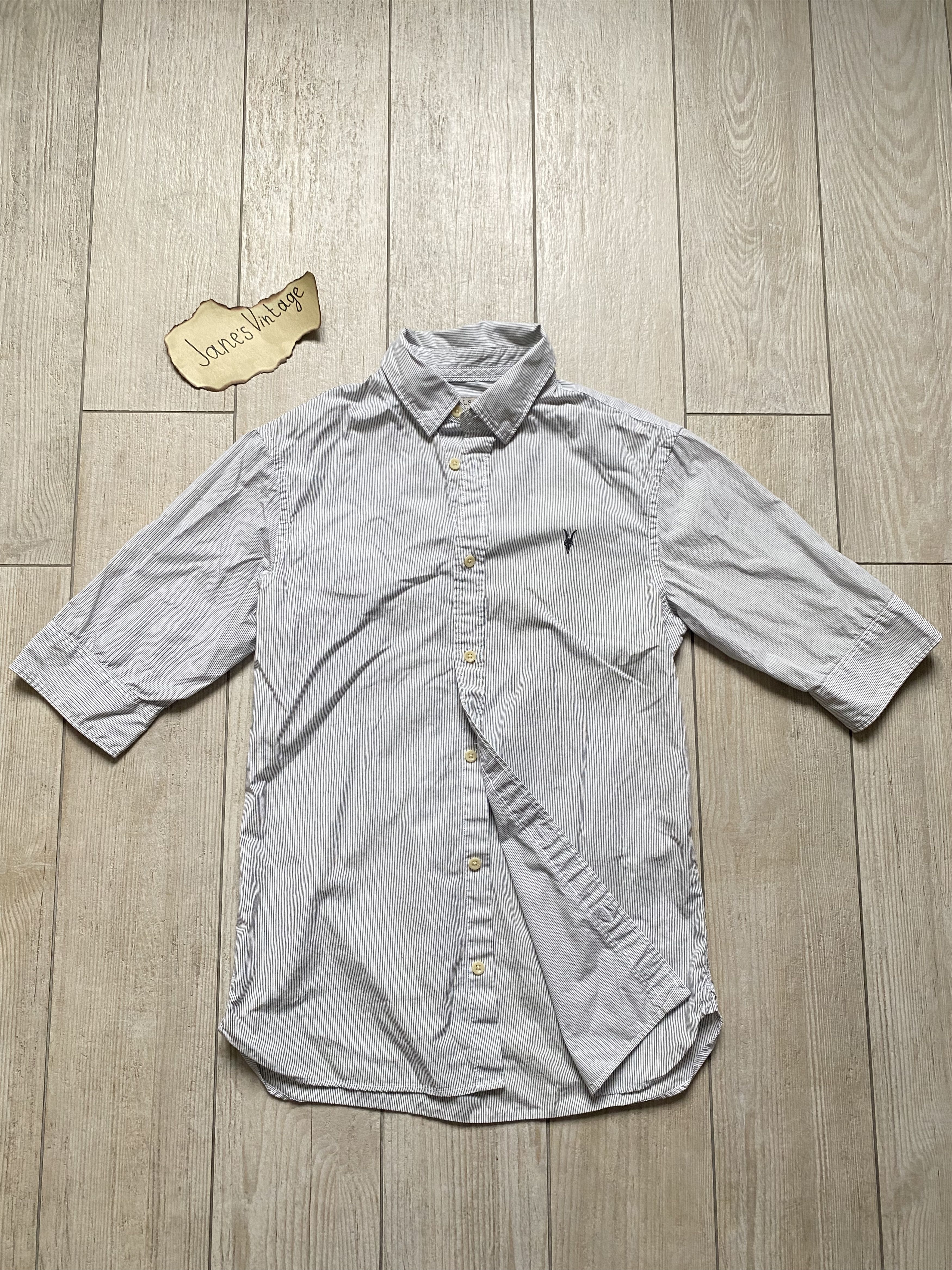 Allsaints AllSaints Shirt White with Grey Stripes, Hawaii Streetwear Size US S / EU 44-46 / 1 - 1 Thumbnail