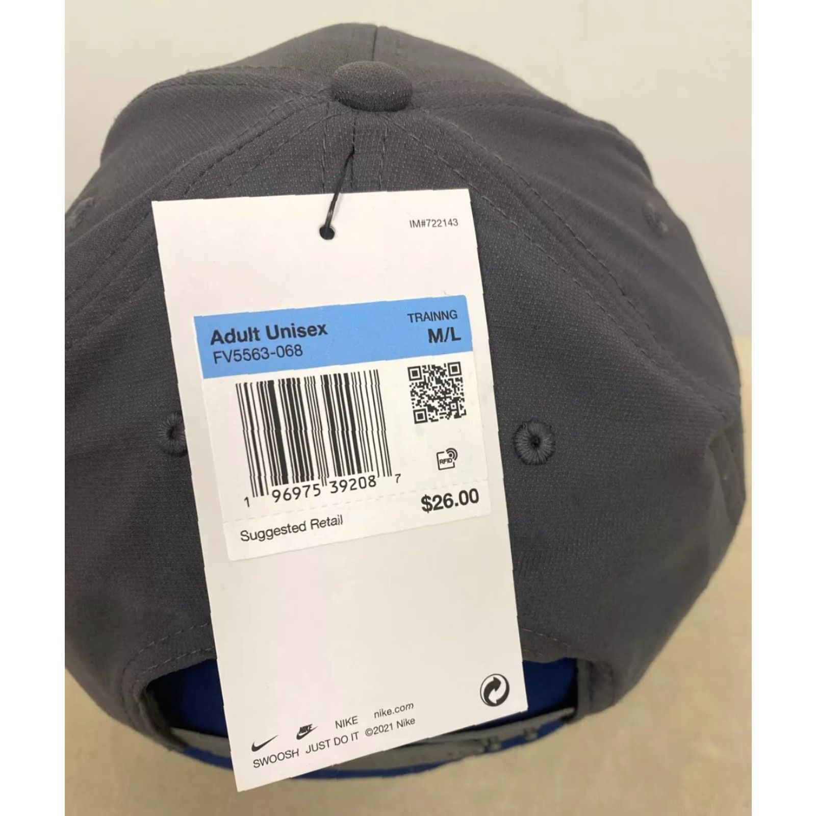 Nike VINTAGE? No — Nike Club Baseball Cap M/L Gray Dri-Fit, Swoosh Logo, Adjustable, Golf, Sports Hat Men, Gray, Nike Club Cap, Men’s M/L Size ONE SIZE - 3 Thumbnail