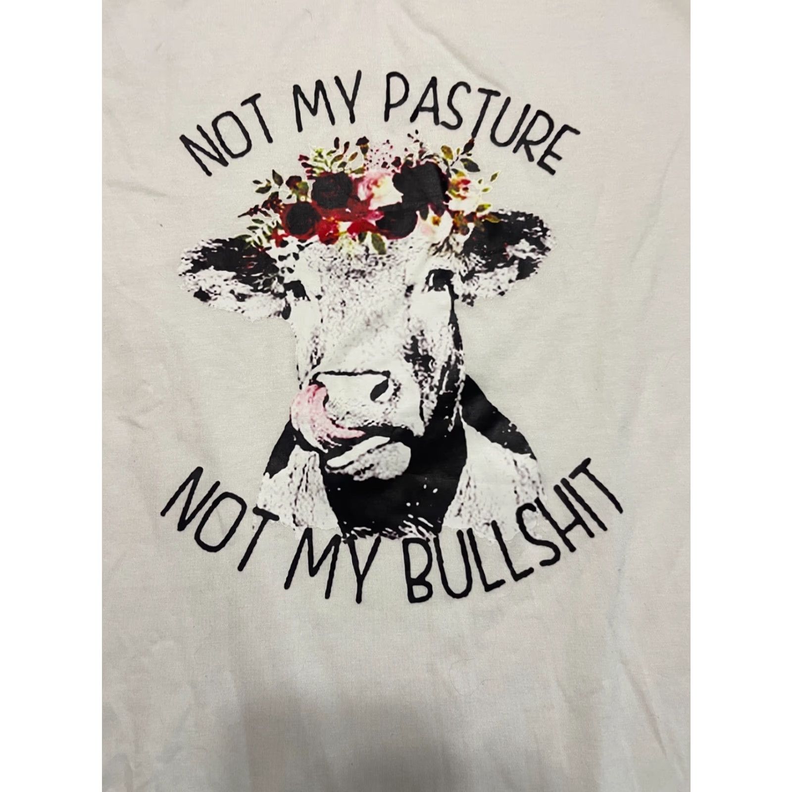Vintage VINTAGE MissLook Shirt Womens 2XL White Black Not My Pasture Not my Bullshit COW Shirt Mens? Size XXL / US 16-18 / IT 52-54 - 5 Thumbnail