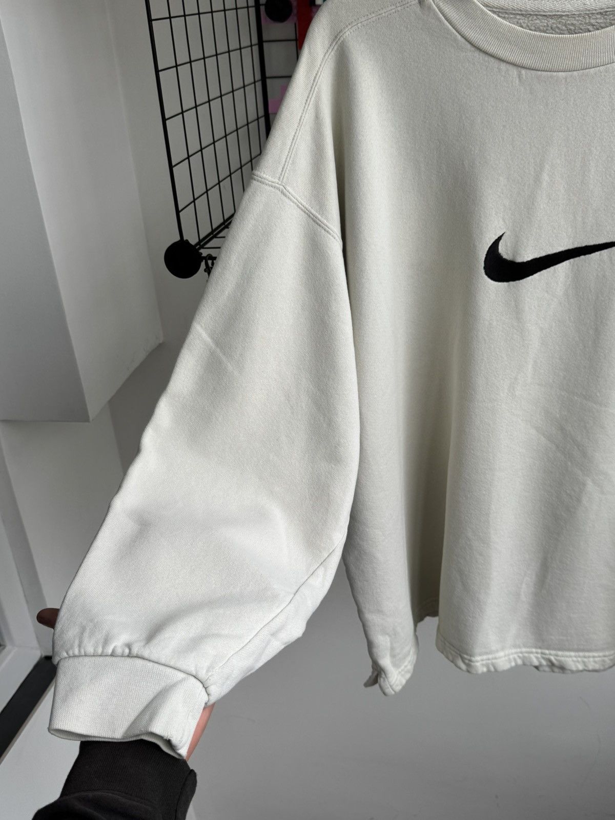 Nike Vintage 90s Nike Big Swoosh Sweatshirt Milk Size US L / EU 52-54 / 3 - 4 Thumbnail