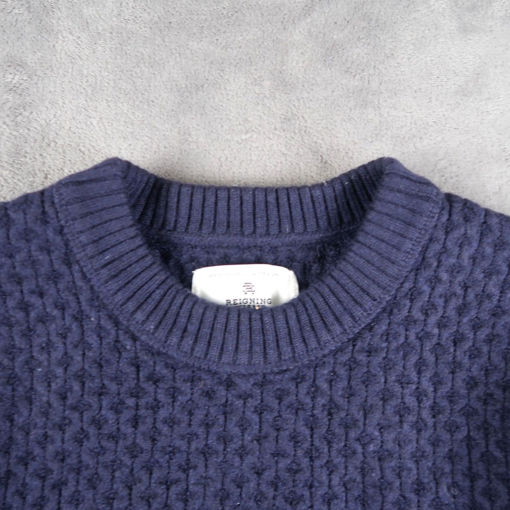 Reigning Champ Reigning Champ Sweatshirt Men XL Blue Wool Honeycomb Crewneck Chunky Pullover Size US XL / EU 56 / 4 - 3 Thumbnail