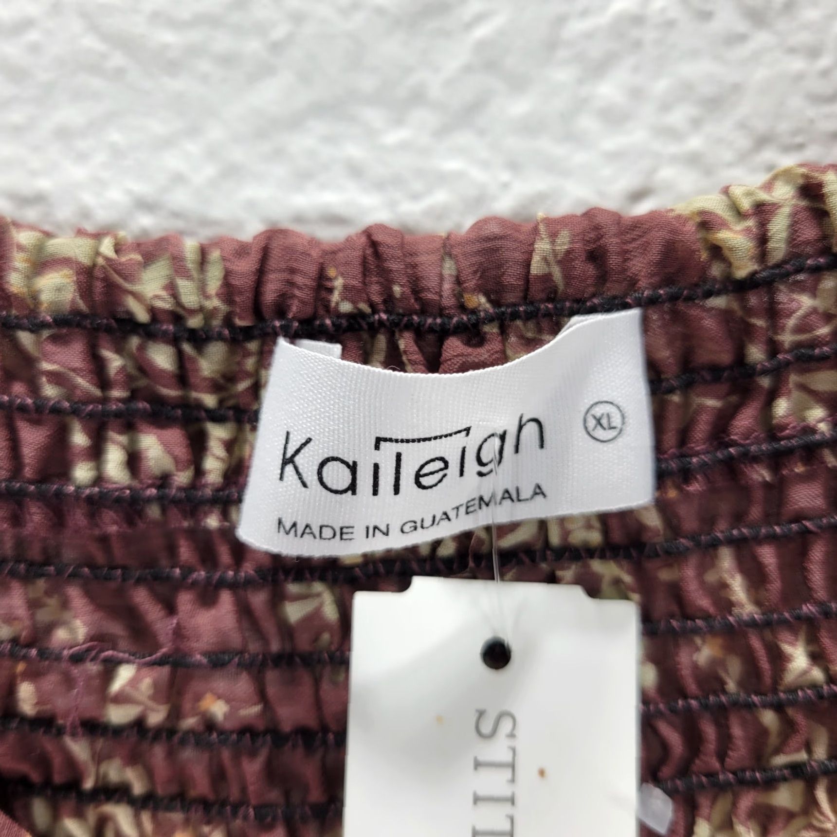Vintage Kaileigh Floral Blouse Shirt Deep V-Neck Knot Front XL NWT Womens Polyester Sheer 3/4 Sleeve Brown Size XL / US 12-14 / IT 48-50 - 3 Thumbnail