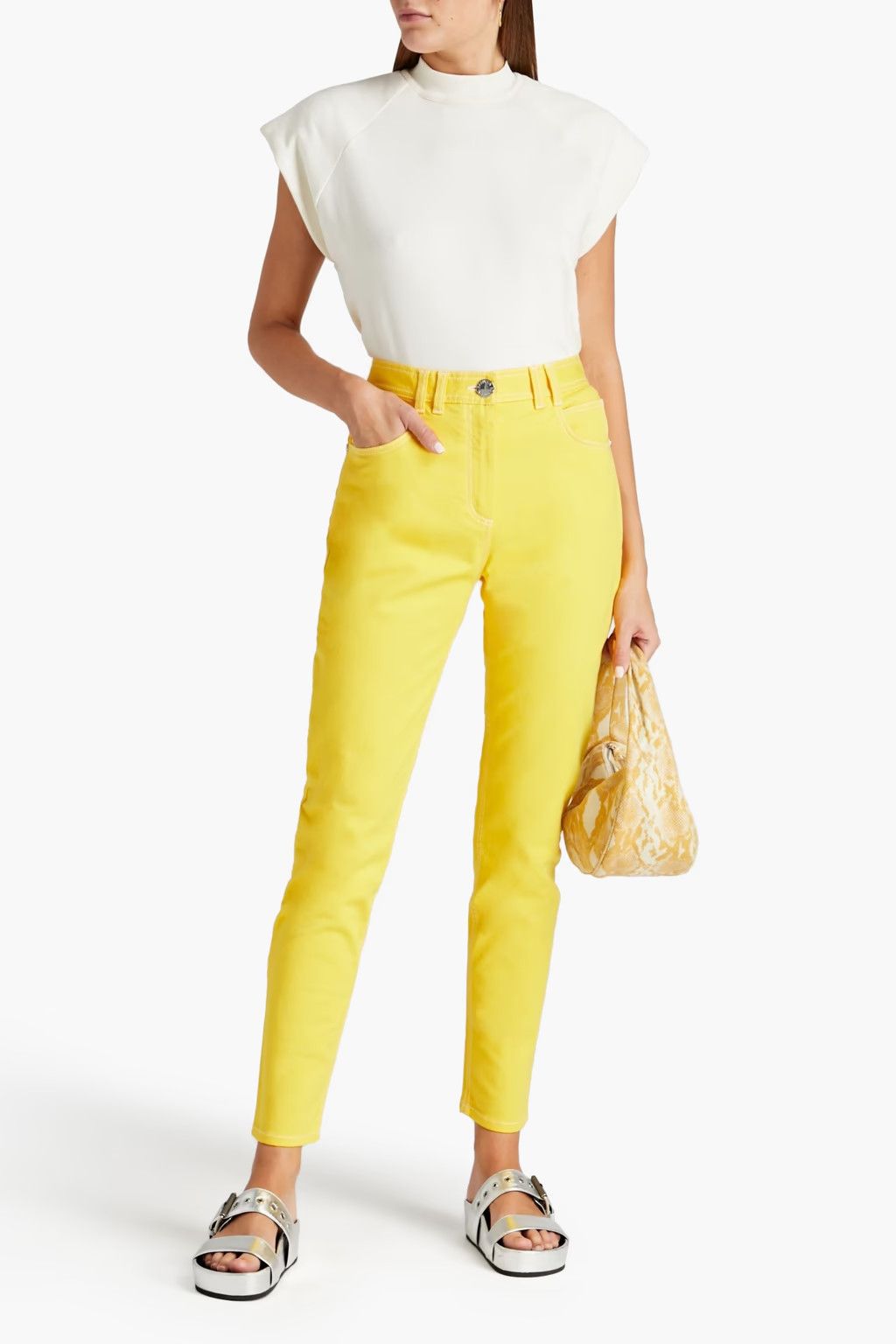 Balmain o1y0625 Denim Pant in Yellow Size 27" / US 4 / IT 40 - 2 Thumbnail
