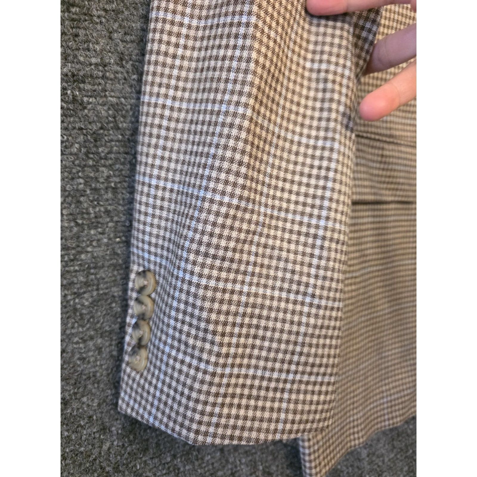 Vintage Hickey Freeman Blazer Sport Coat Mens 46 Brown Wool Check Tweed USA Jacket Jacket/Coat Length Regular Size 46R - 6 Thumbnail