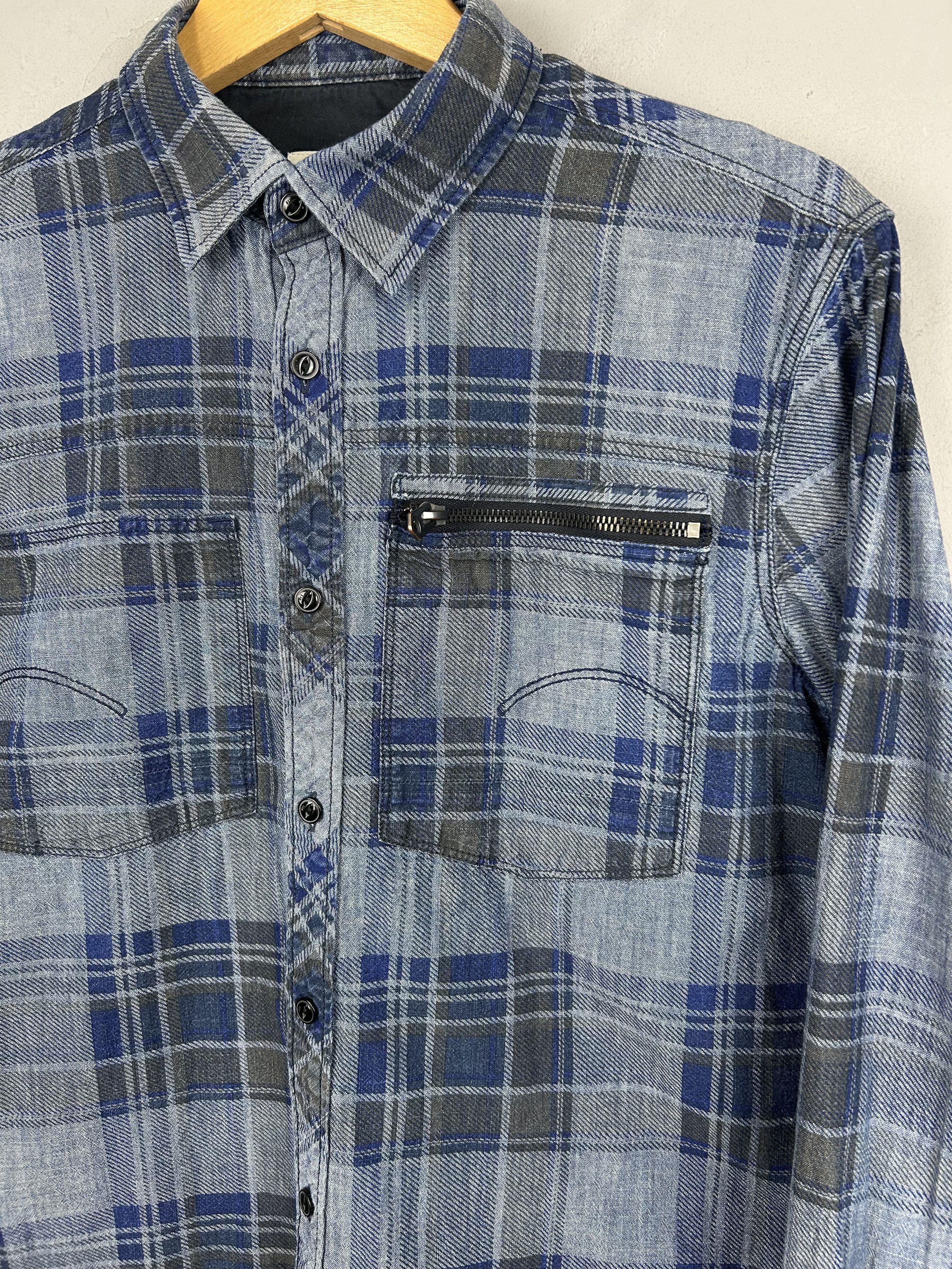 Flannel × G-Star G-Star Attacc Shirt Long Sleeve Checkered Blue Plaid Pocket Size US L / EU 52-54 / 3 - 2 Thumbnail