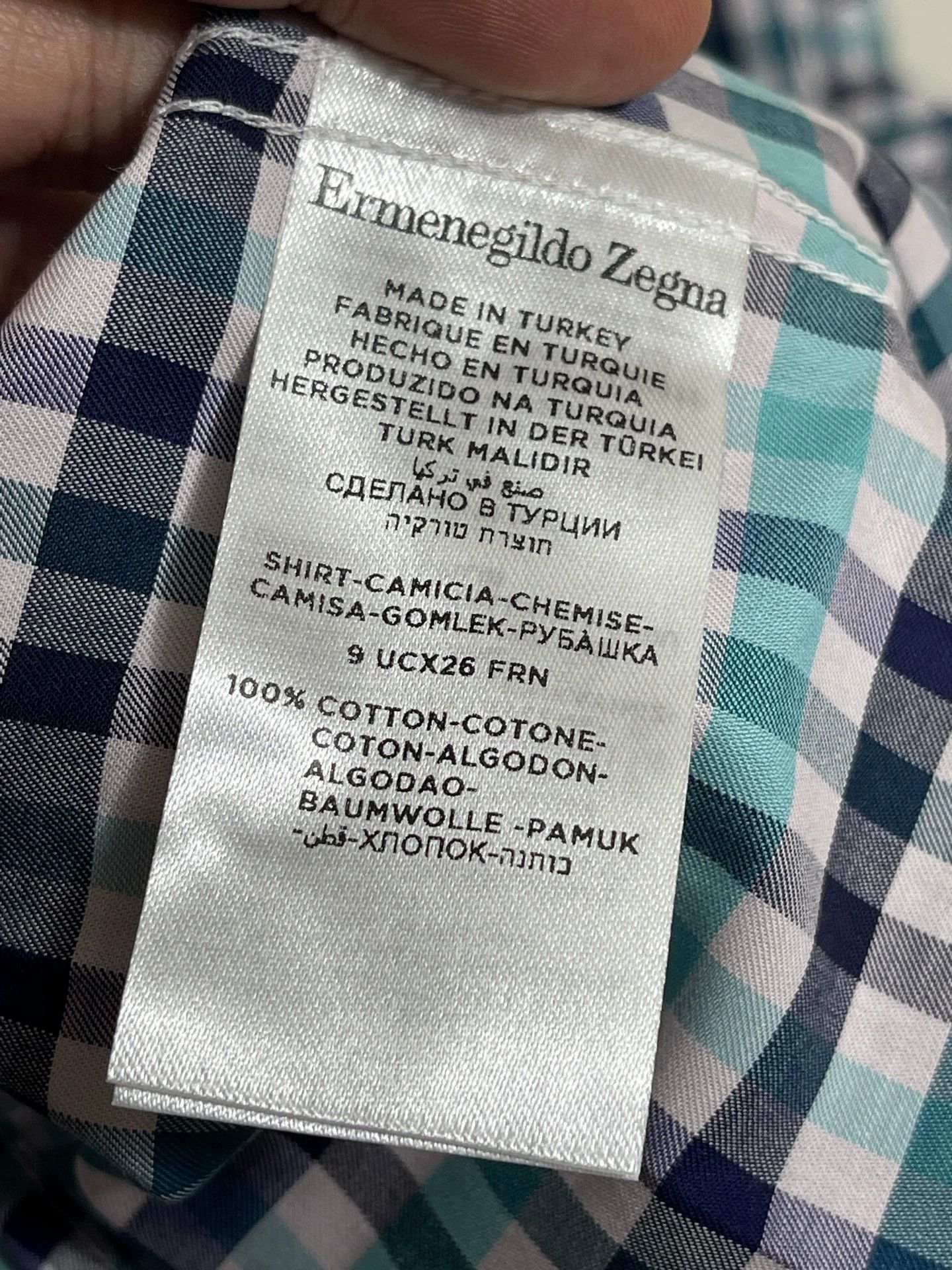 Ermenegildo Zegna Ermenegildo Zegna Relaxed Blue-Grn Check Shirt XL Size US XL / EU 56 / 4 - 6 Thumbnail