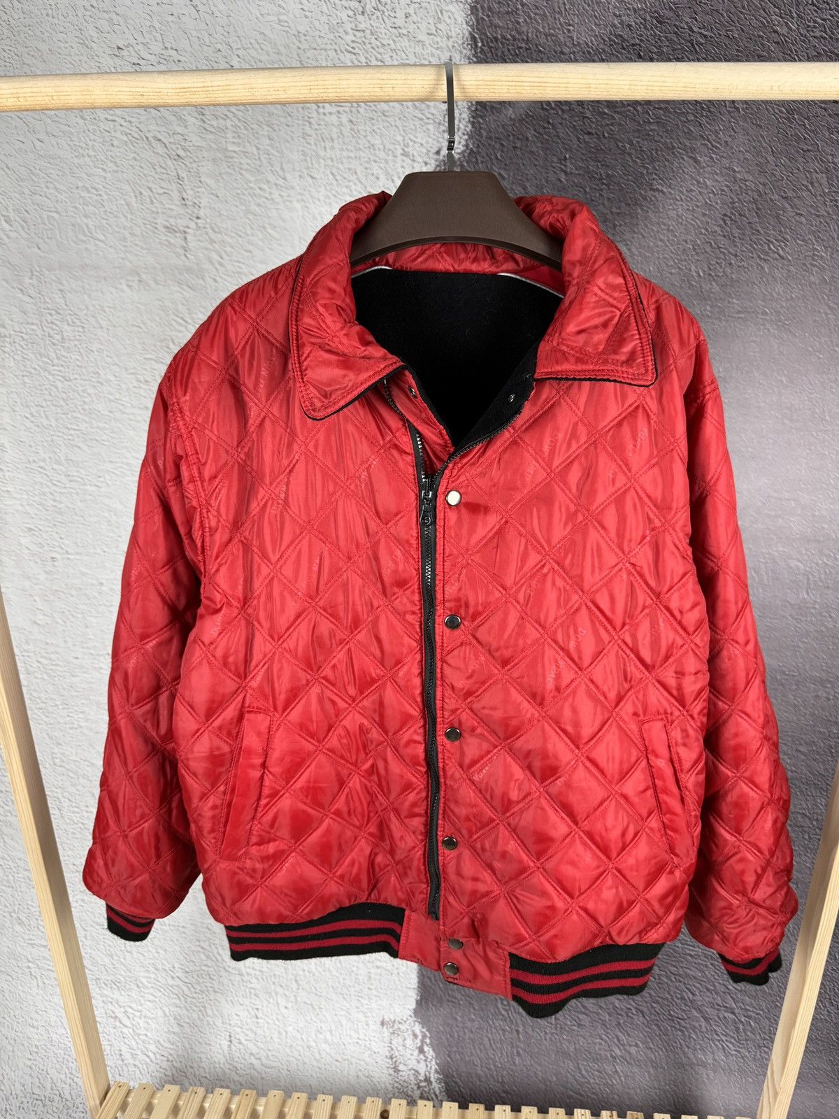 Vintage Down Impact USA reversible wool leather monogram bomber jckt Size US L / EU 52-54 / 3 - 3 Thumbnail