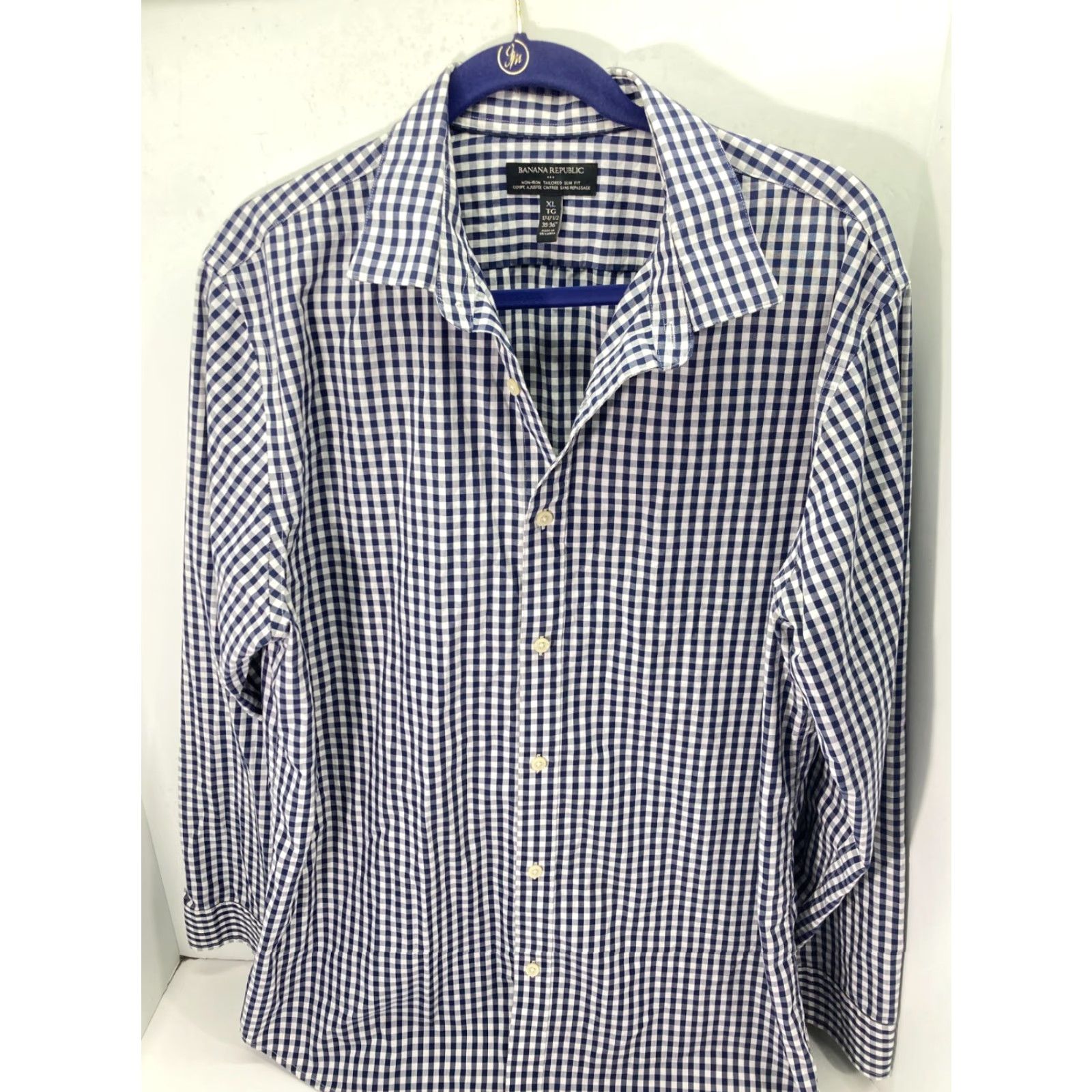 Banana Republic Banana Republic Button-Up Shirt XL Mens Blue White Non Iron Tailored Slim Fit Shirt Size US XL / EU 56 / 4 - 5 Thumbnail