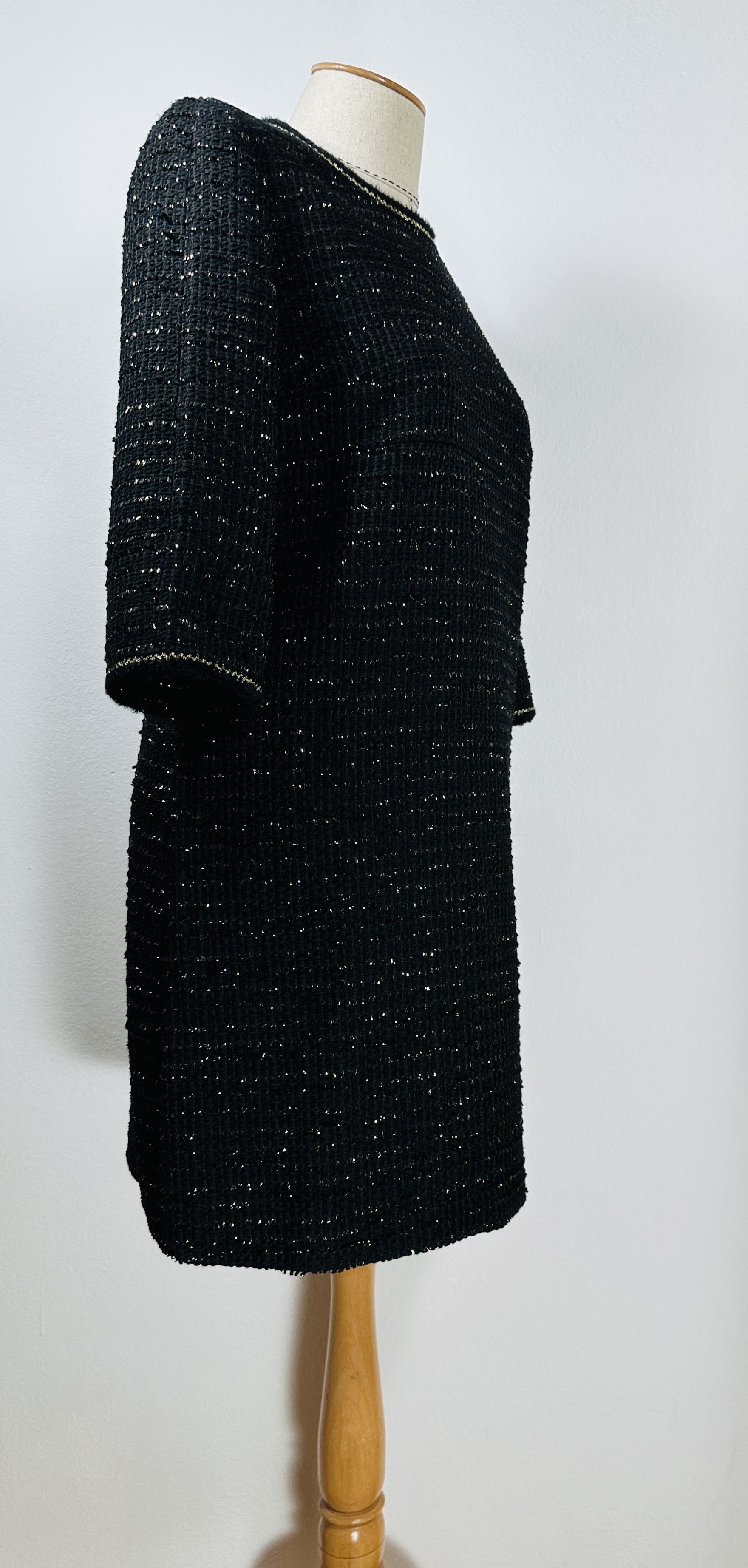 PAULE KA Tweed Lurex Black Dress Size L / US 10 / IT 46 - 3 Thumbnail
