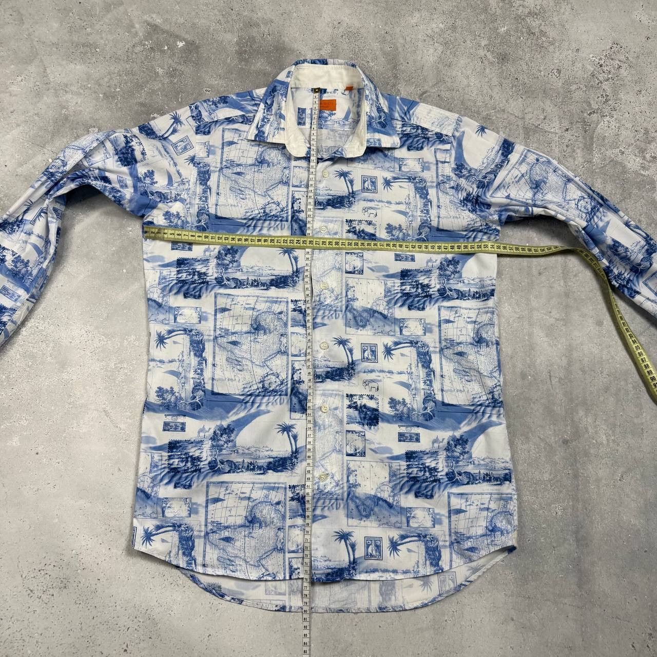 Other BRULI Swiss Made Geography Print Button-Up LS Collar Shirt Size 40R - 2 Thumbnail