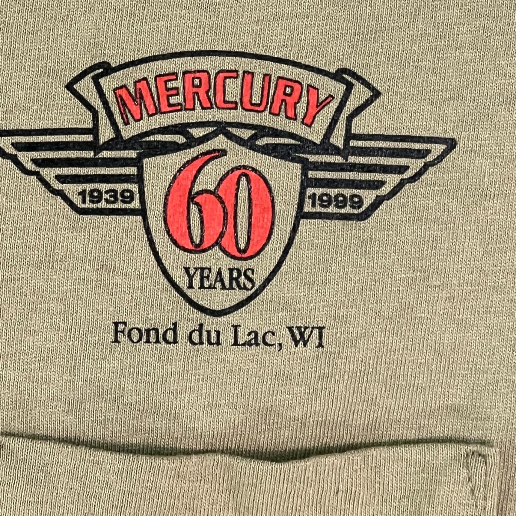 Vintage Softee Tee Jays Mens Khaki T Shirt Size 2XL Mercury 60 Years The Water Calls Size US XXL / EU 58 / 5 - 2 Thumbnail
