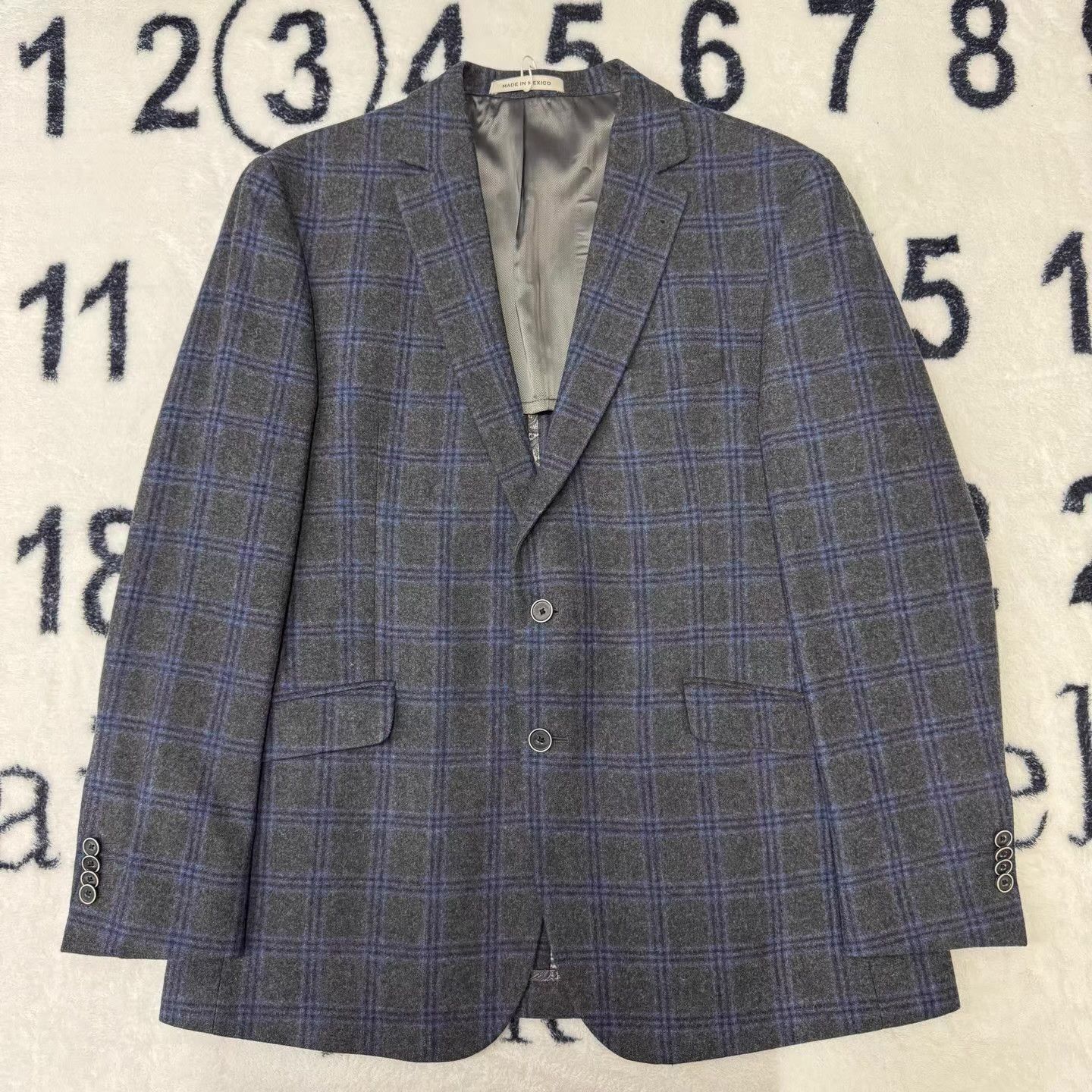 Joseph Abboud JOSEPH ABBOUD Grey Blue Plaid Coat Q10 Size US XL / EU 56 / 4 - 1 Thumbnail