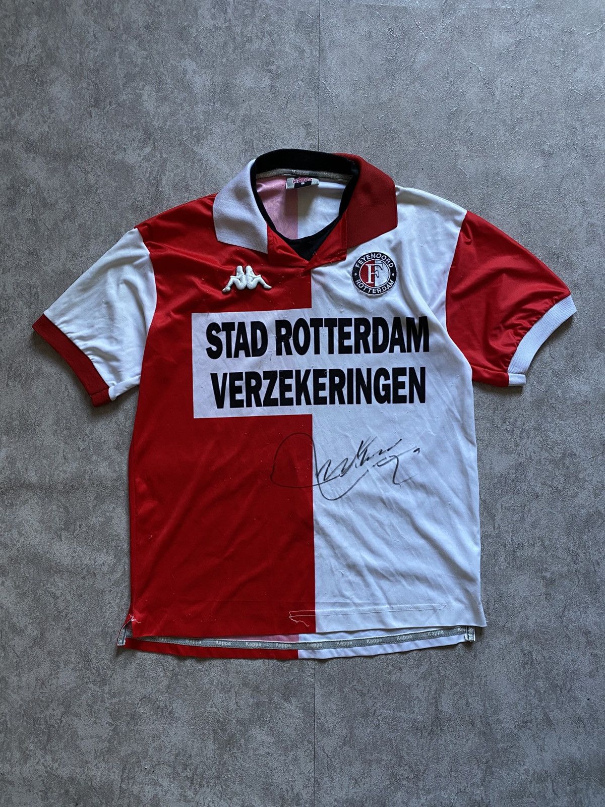 Kappa SIGNED By Dirk Kuyt 2004/05 Feyenoord Rotterdam Home Jersey Size US S / EU 44-46 / 1 - 2 Thumbnail