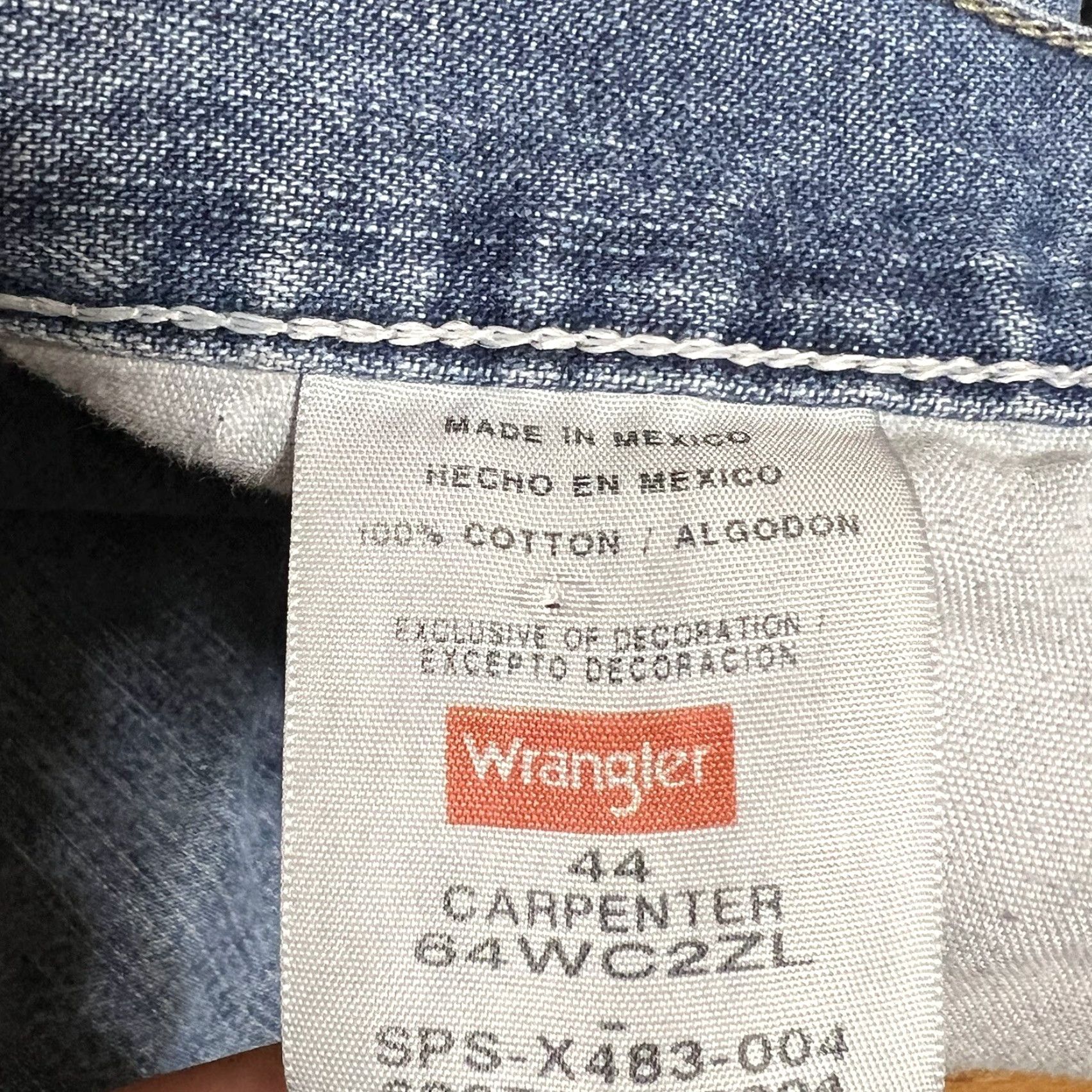 Wrangler VINTAGE Wrangler Carpenter Jean Shorts Men’s Size 44 Blue Distressed Denim Pockets Work Size US 44 / EU 60 - 5 Thumbnail