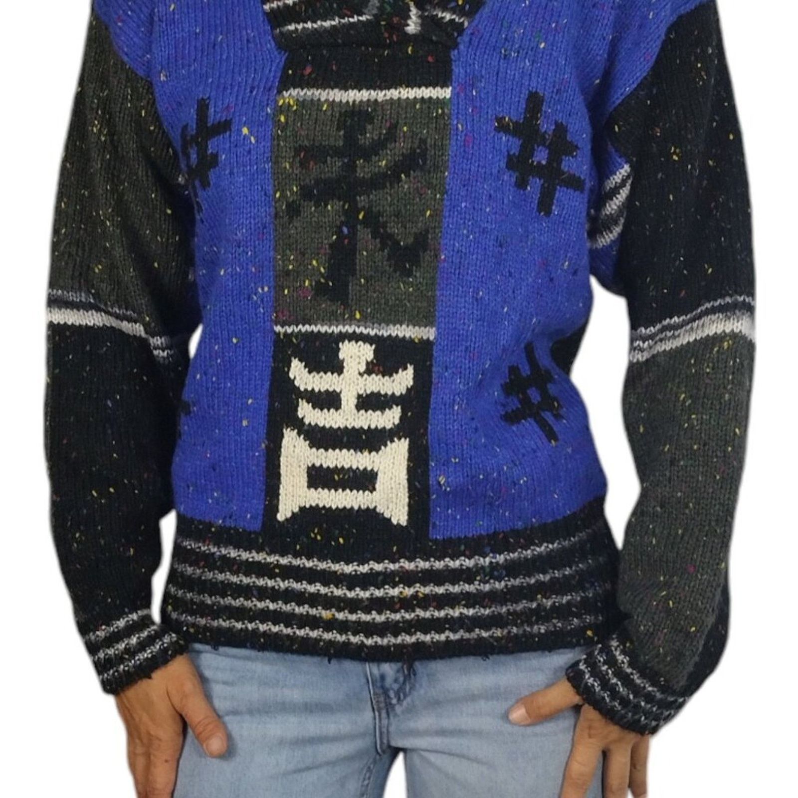 Vintage VTG 90s Chunky Asian Character Sweater by Counterparts Size M / US 6-8 / IT 42-44 - 14 Thumbnail