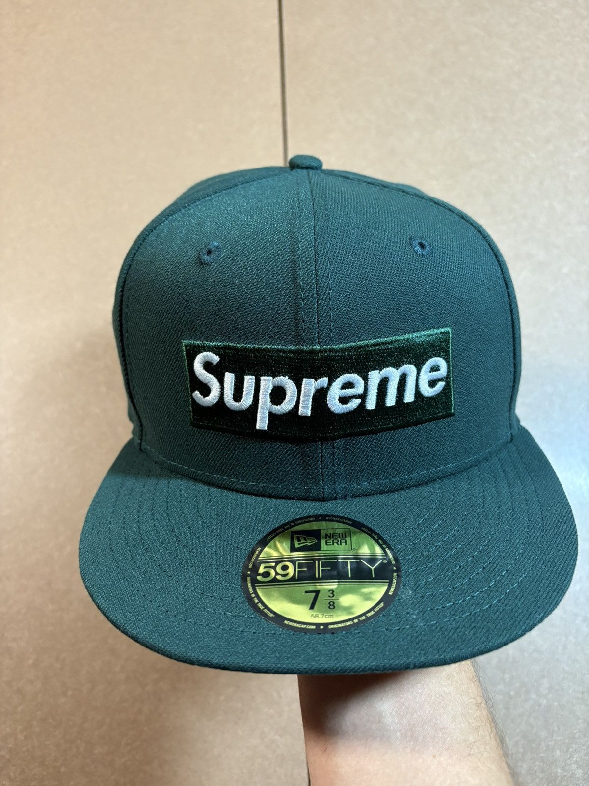 New Era × Supreme 7 5/8 Supreme New Era Bones Box Logo Fitted Hat