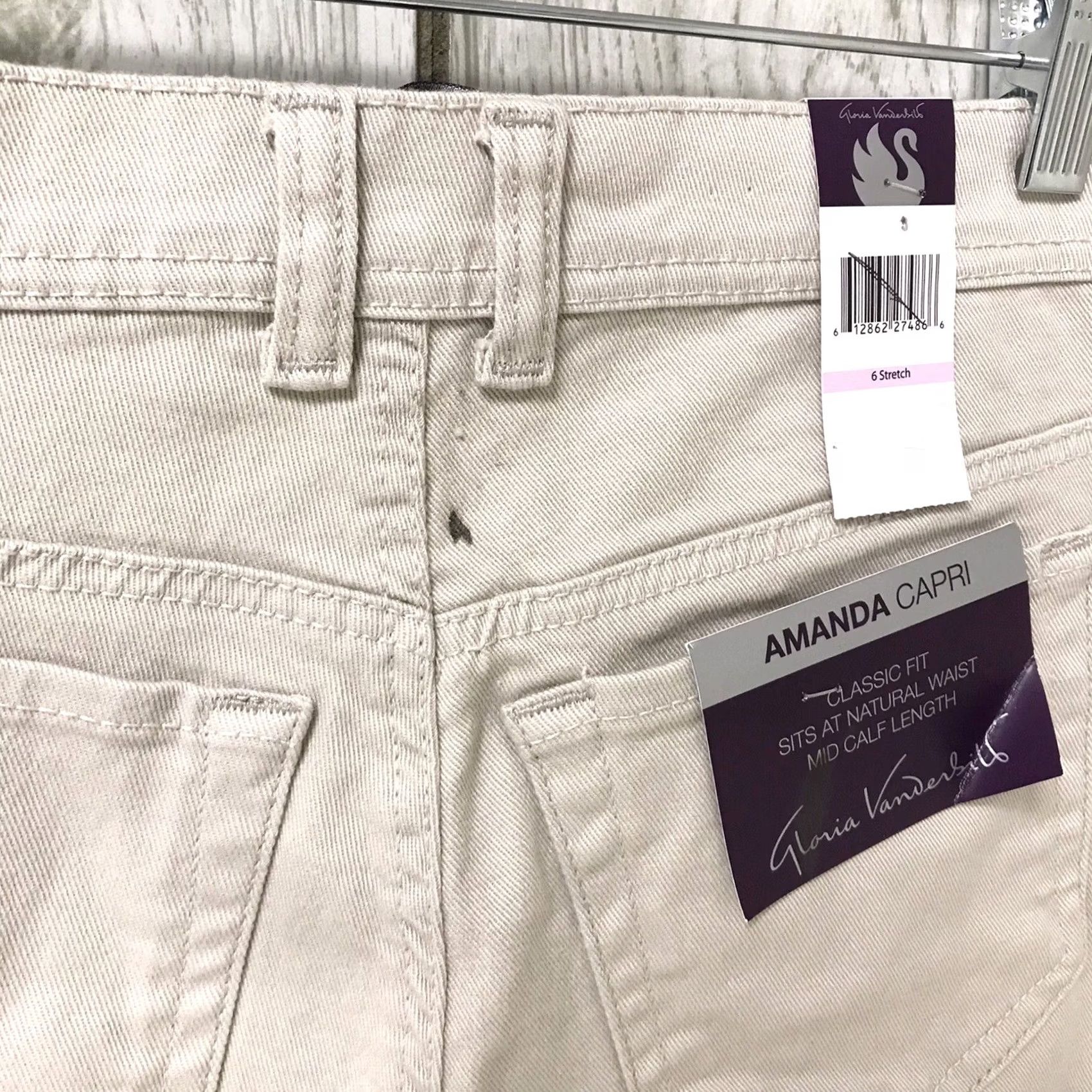 Gloria Vanderbilt Gloria Vanderbilt Amanda Slimming Stretch Capri Pants 6 Womens Tan Cotton Spandex 5-Pocket Jeans Vintage No Size 28" / US 6 / IT 42 - 5 Thumbnail