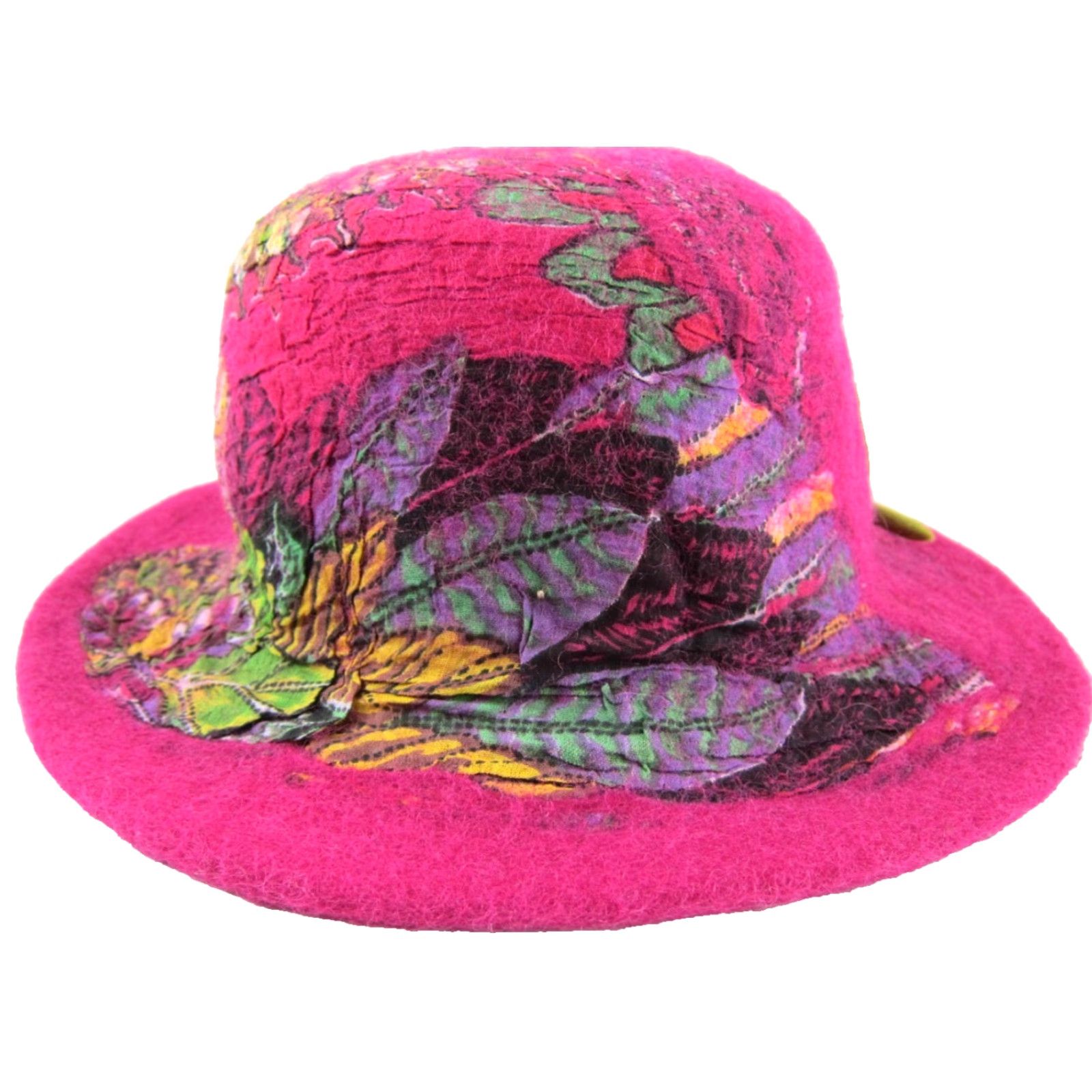 Pinko VTG Handmade Wool Pink Floral Sun Hat Women S-M Sun Flower Feather Bucket Wide Brim Summer Lightweight Breathable With Lining Adjustable9 Size ONE SIZE - 3 Thumbnail