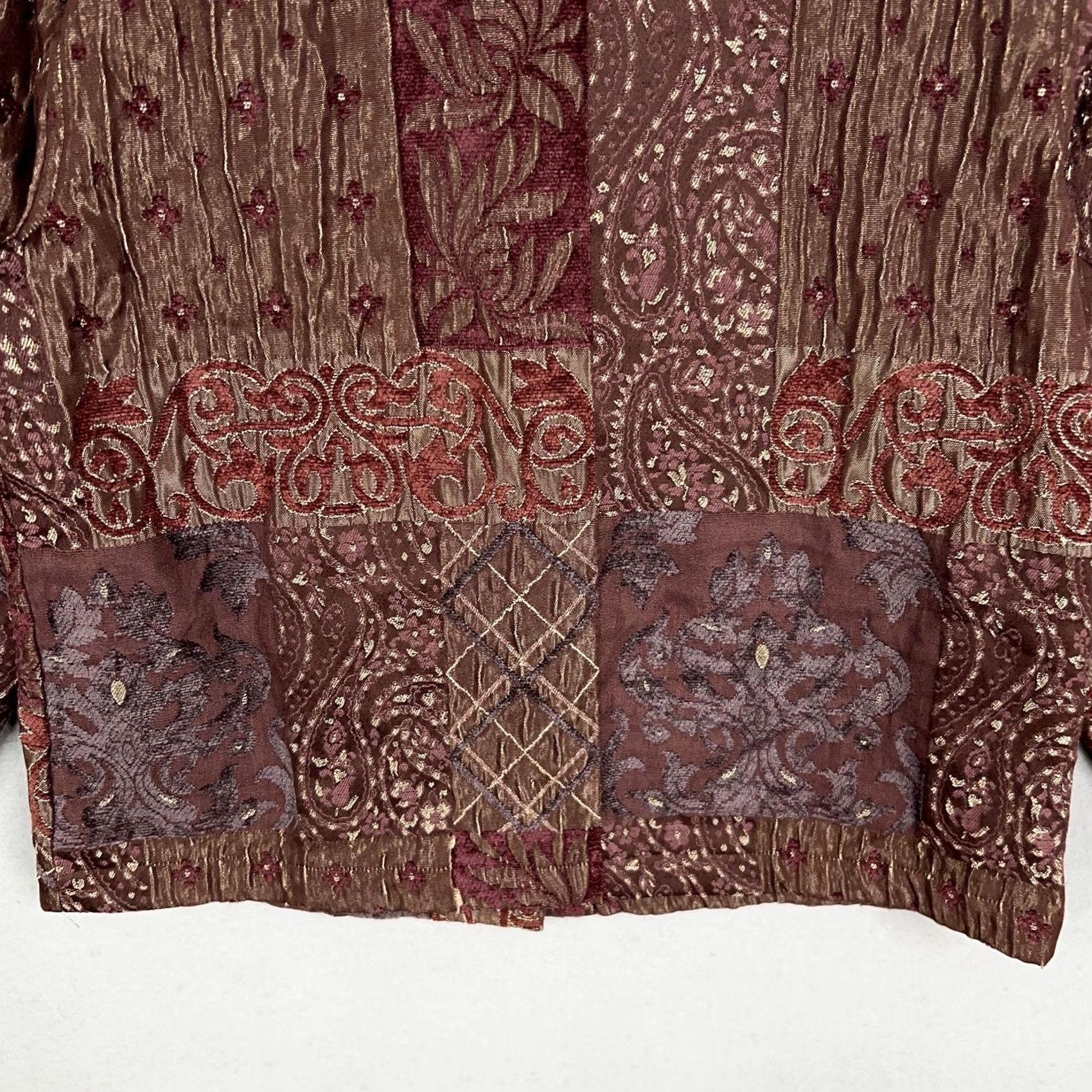 Vintage Barn Fly Jacket Womens Medium Maroon Gold Patchwork Tapestry Boho Western Ranch Size M / US 6-8 / IT 42-44 - 7 Thumbnail