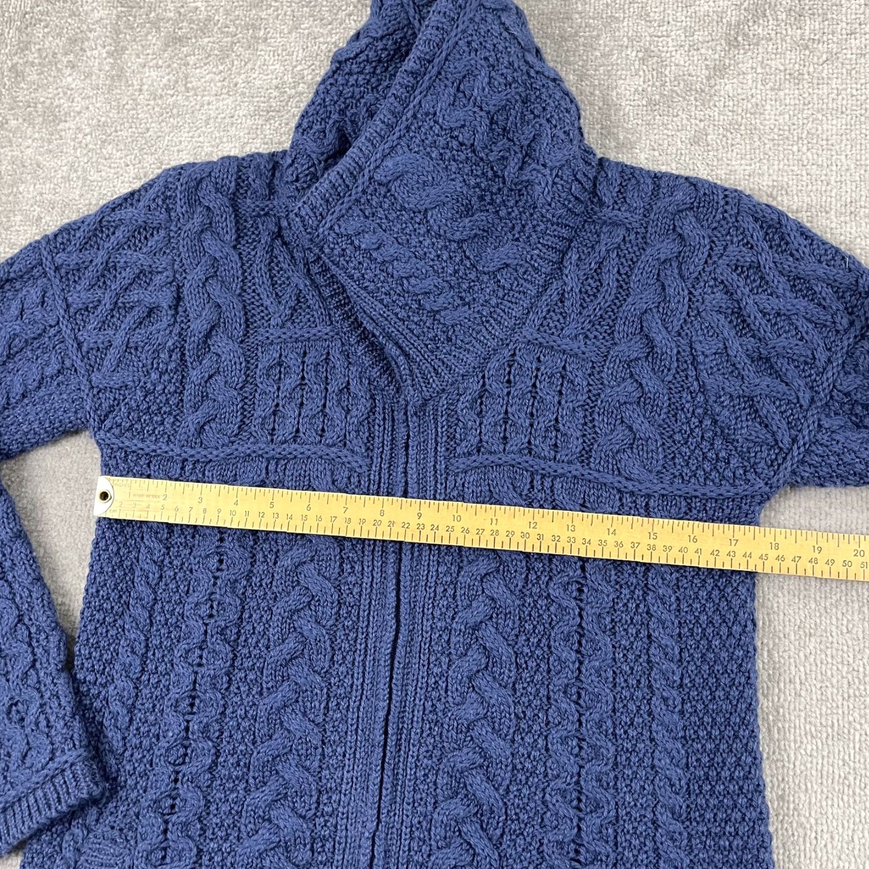 Vintage ARAN MOR Sweater Womens Small Blue Merino Wool High Neck Full Zip Cable Knit Classic Size S / US 4 / IT 40 - 5 Thumbnail