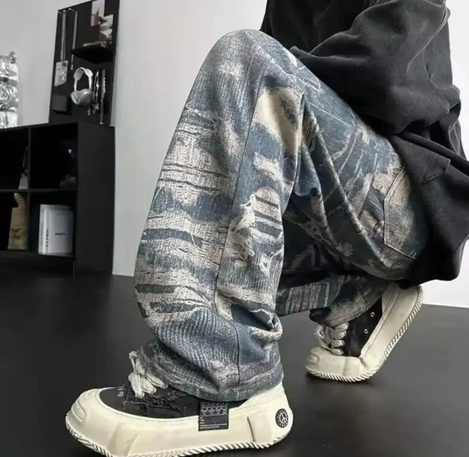 Japanese Brand American High Street Personality Full print Washed Jeans Size US 32 / EU 48 - 3 Thumbnail