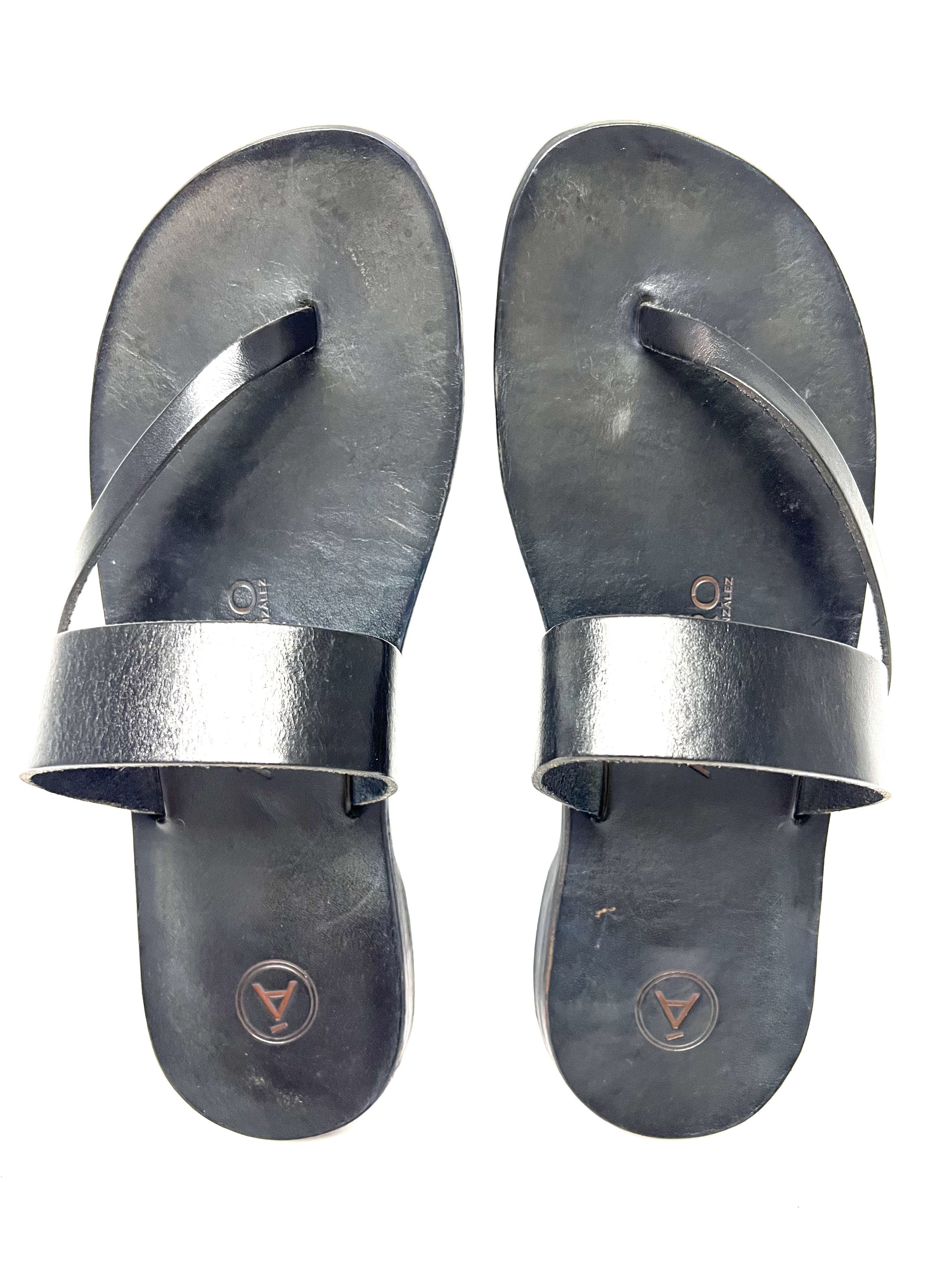Other ALVARO GONZALEZ BLEU LEATHER HAND MADE SLIDE / SANDAL Size US 11 / EU 44 - 4 Thumbnail