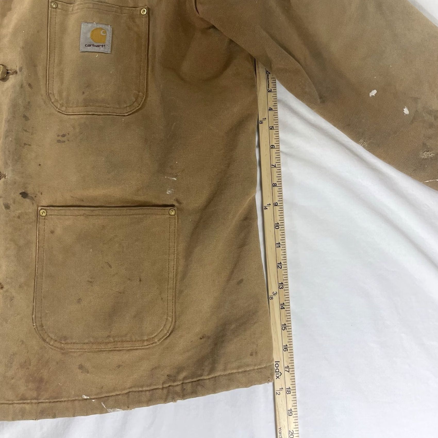 Carhartt Carhartt Mens L Reg Chore Jacket Distressed Duck Canvas Blanket Lined C001 BRN Size US L / EU 52-54 / 3 - 6 Thumbnail