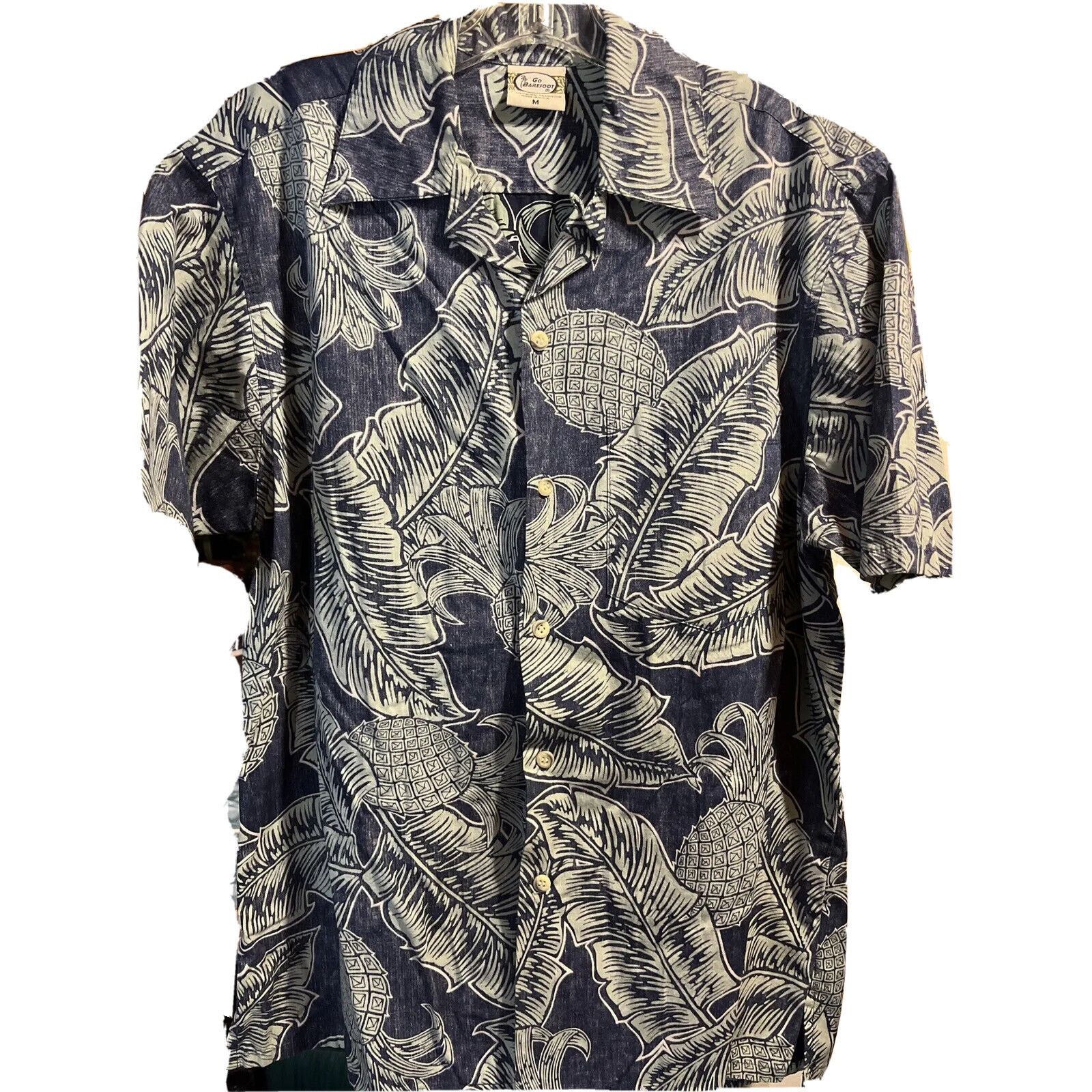 Other Go Barefoot Men’s M Blue Floral SS Cotton Hawaiian Shirt Size US M / EU 48-50 / 2 - 1 Thumbnail