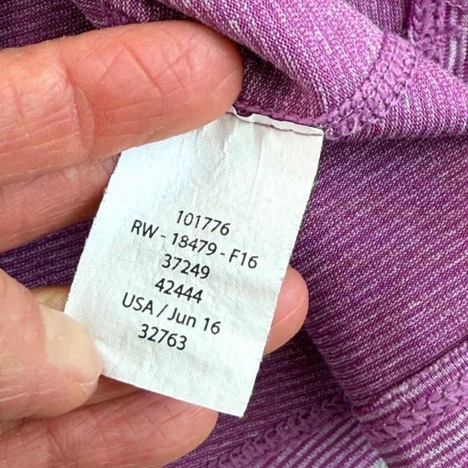 REI Co-Op Performance T Shirt Striped Purple Fuschia Women Large Long Sleeve NWOT Pullover Crew Neck Activewear Outdoor