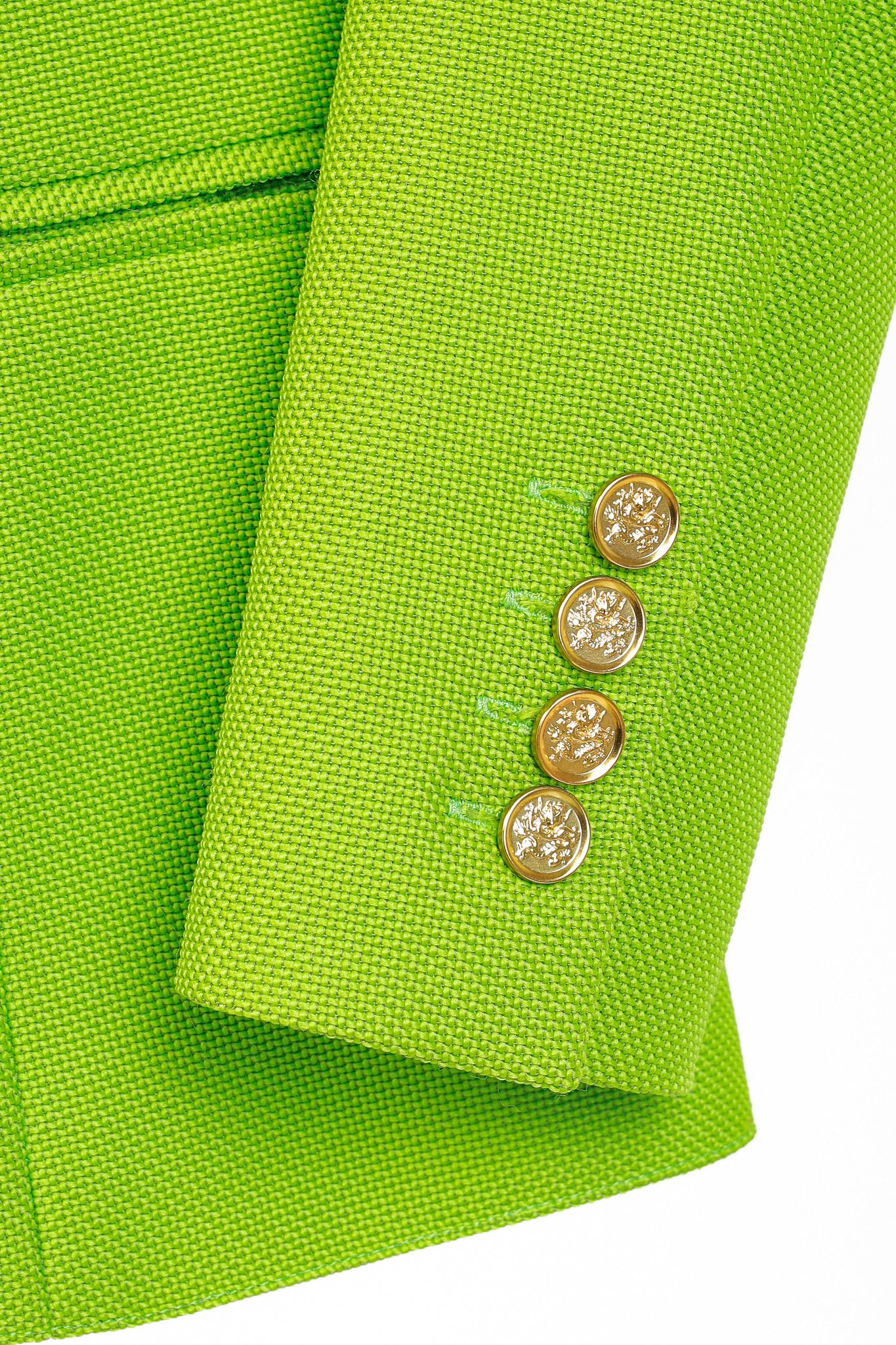 SMYTHE Smythe Box Pleat Lime Cotton-Blend Blazer Size XS / US 0-2 / IT 36-38 - 7 Thumbnail