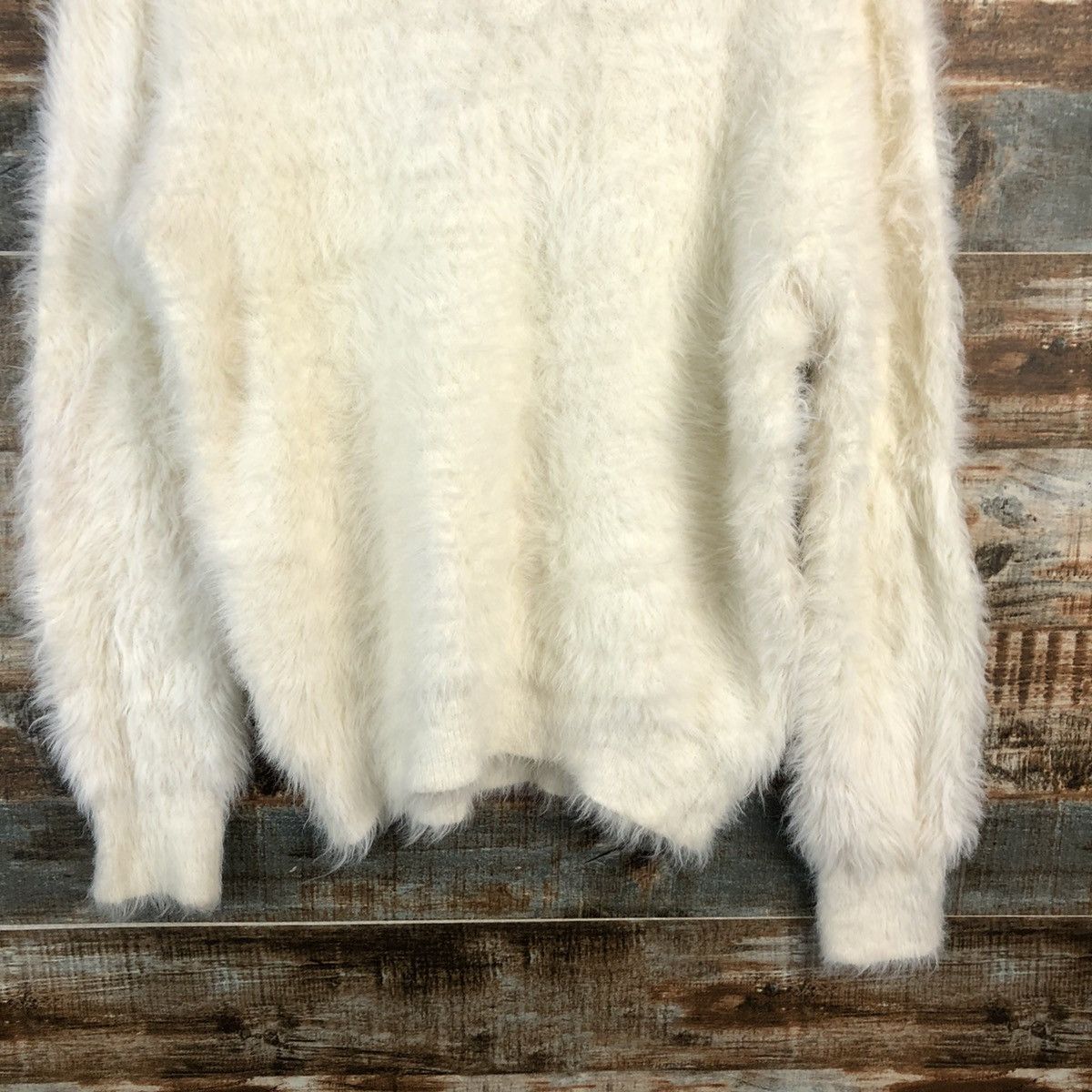 Homespun Knitwear DLL Dreskip White shaggy fur Mohair Knitwear #C231 Size US L / EU 52-54 / 3 - 6 Thumbnail