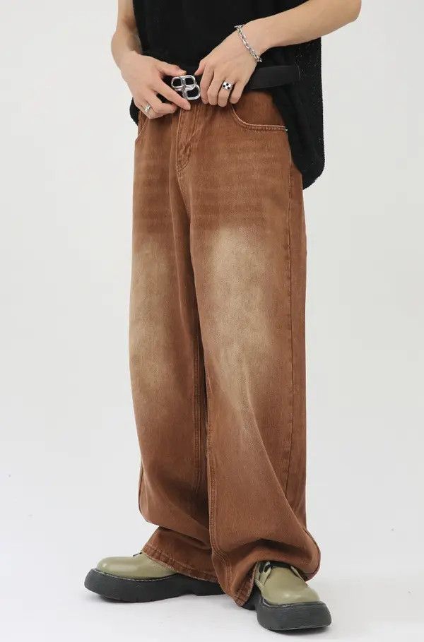 Japanese Brand Rika Vintage Brown Washed Loose Straight Casual Jeans Size US 32 / EU 48 - 2 Thumbnail