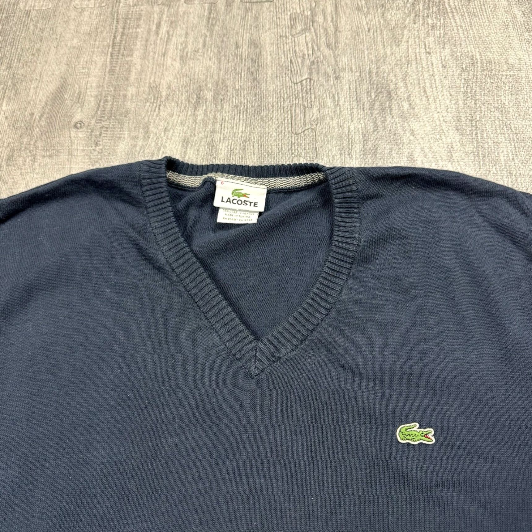 Lacoste LACOSTE MENS SWEATER XL BLUE V-NECK PULLOVER COTTON SOLID LONG SLEEVE Size US XL / EU 56 / 4 - 2 Thumbnail