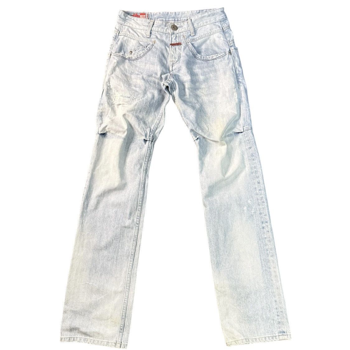 Marithe + Francois Girbaud 2000 y2k MFG Fashionista Light Wash Blue Distressed Denim Size US 31 - 1 Thumbnail