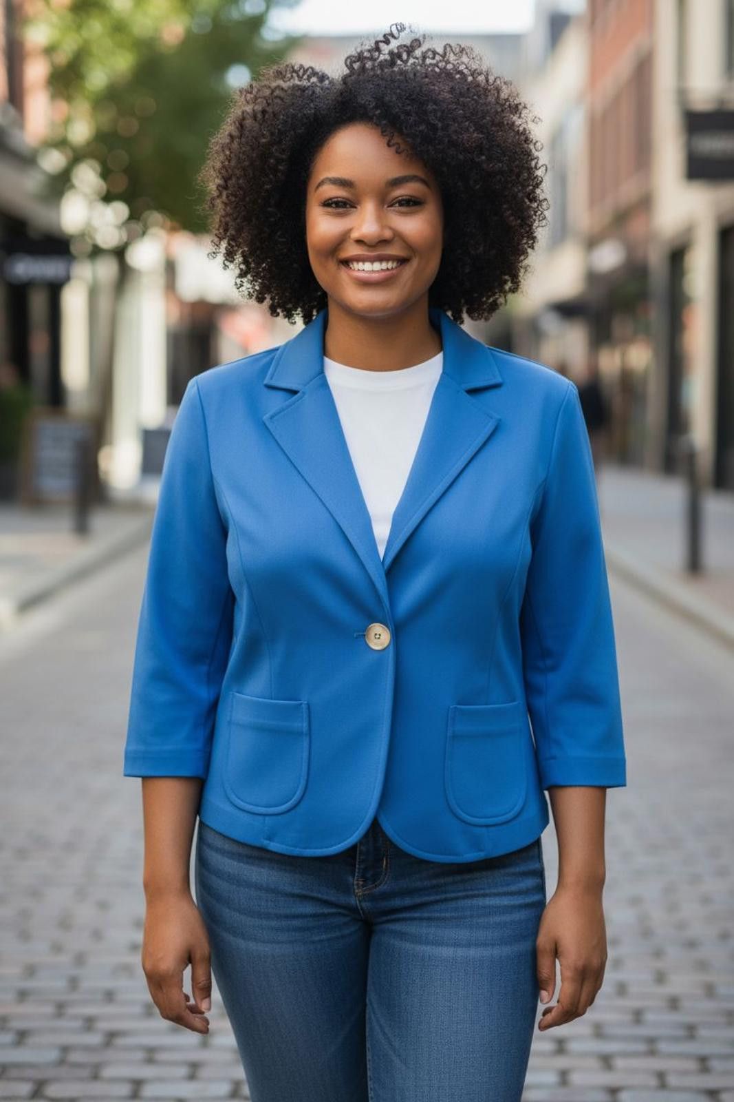 George Blue Womens 3/4 Sleeve Blazer Jacket by George Size XXL / US 16-18 / IT 52-54 - 1 Thumbnail