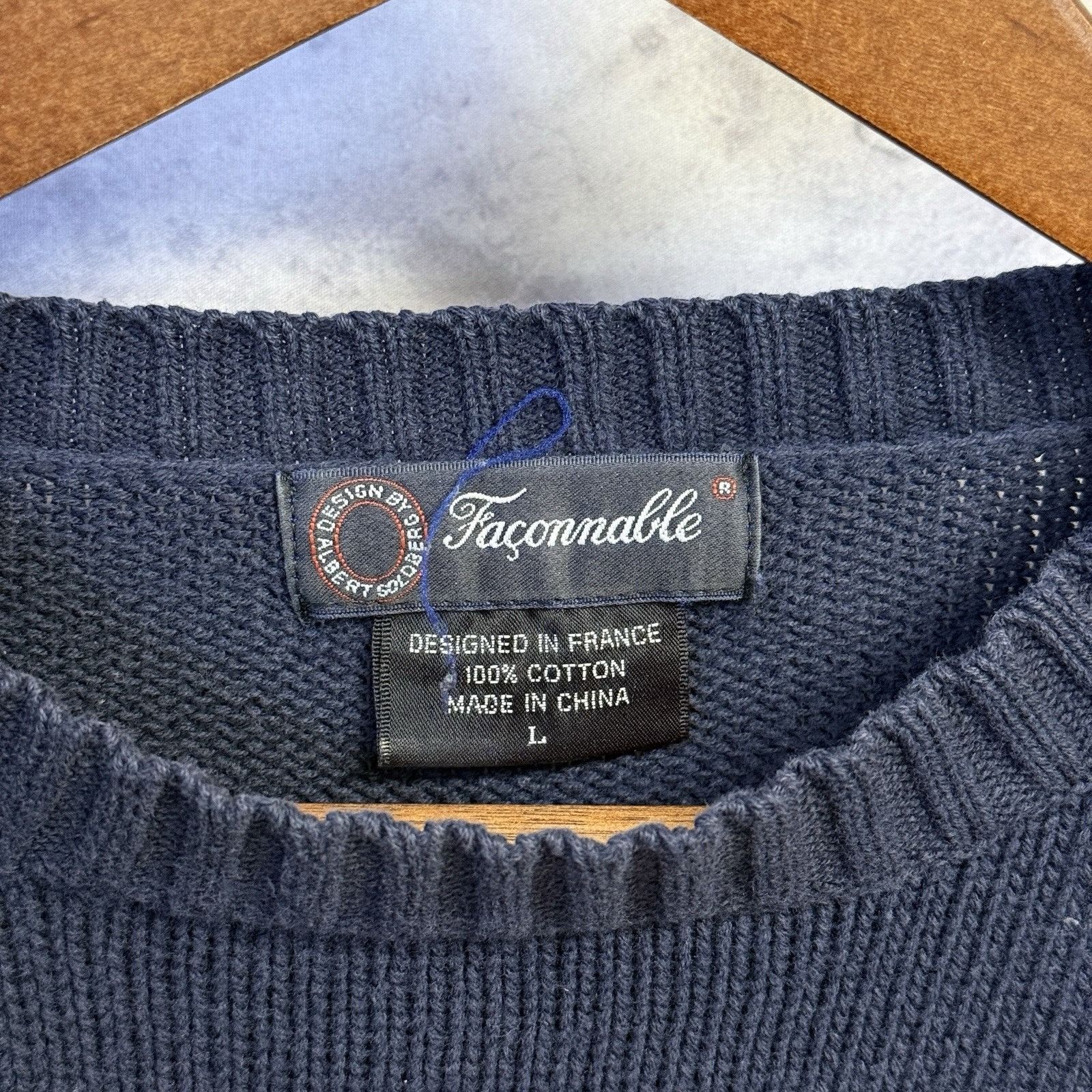 Faconnable Vintage Faconnable Knit Sweater Mens Large Blue Checked Boar Size US L / EU 52-54 / 3 - 11 Thumbnail