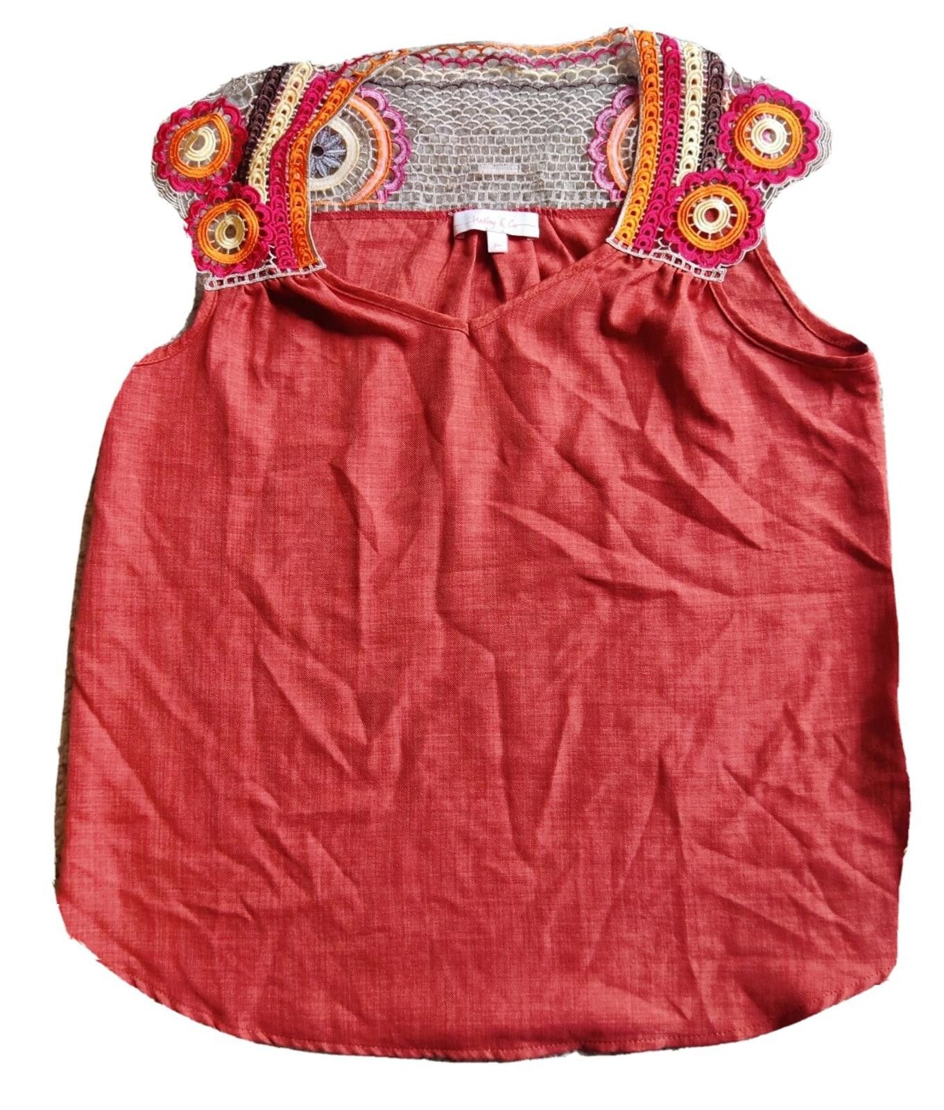 Other Hailey & Co Knitted Shoulder Top Rust Color Boho Shirt Blous Size M / US 6-8 / IT 42-44 - 1 Thumbnail