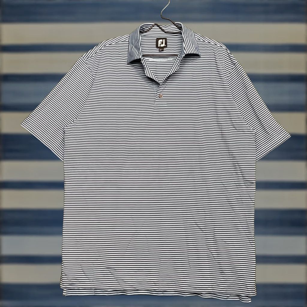 Footjoy Footjoy Polo Shirt Mens XL Striped Blue Polyester Blend Polo Short Sleeve Regular Fit Casual Golf Shirt Size US XL / EU 56 / 4 - 1 Thumbnail