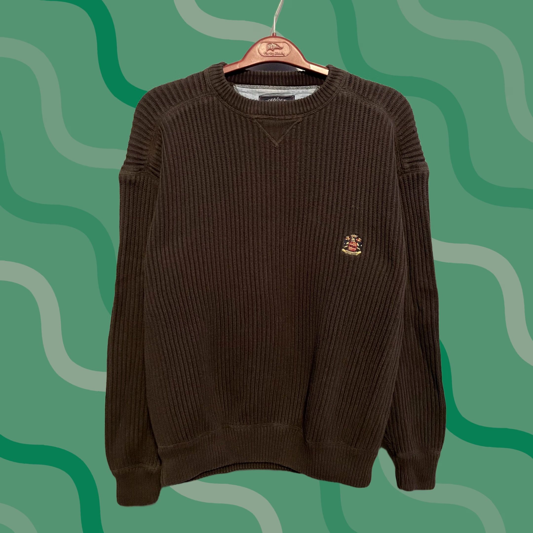 Vintage Woods & Gray Sweater L Brown Crew Neck Pullover 100% Cotton Long Sleeve Knit Logo Men Regular Fall Winter Size US L / EU 52-54 / 3 - 1 Thumbnail