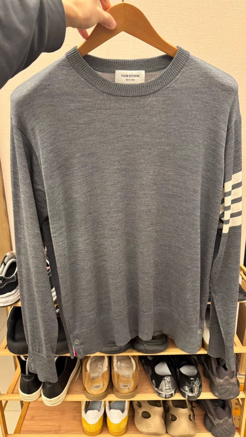 Thom Browne Thom Browne Gray woolen sweater Size US XL / EU 56 / 4 - 1 Thumbnail