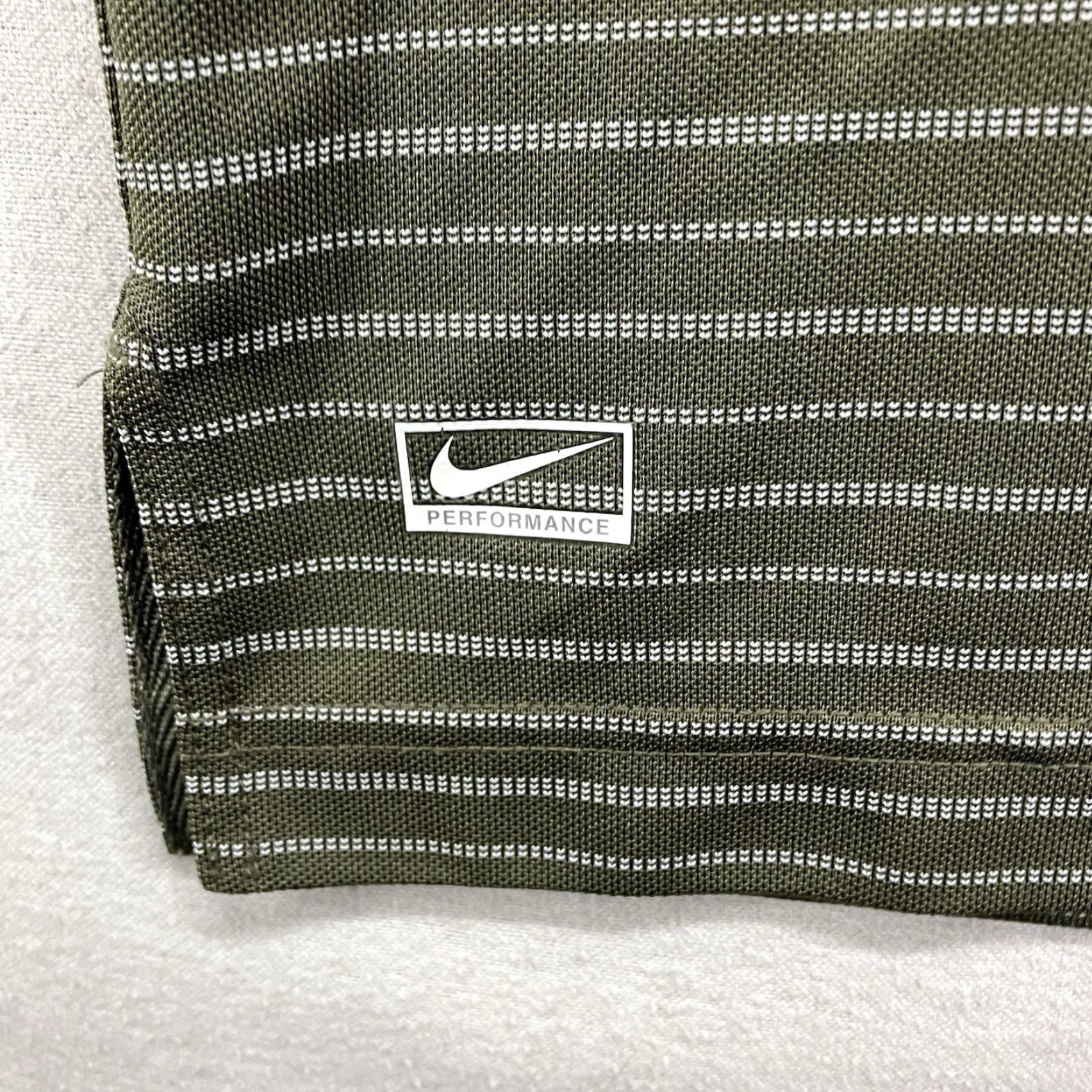 Nike Nike Polo Shirt Men's L Green & White Stripes 2 Button Dri-Fit Nike Tour Performance Golf Shirt Size US L / EU 52-54 / 3 - 7 Thumbnail