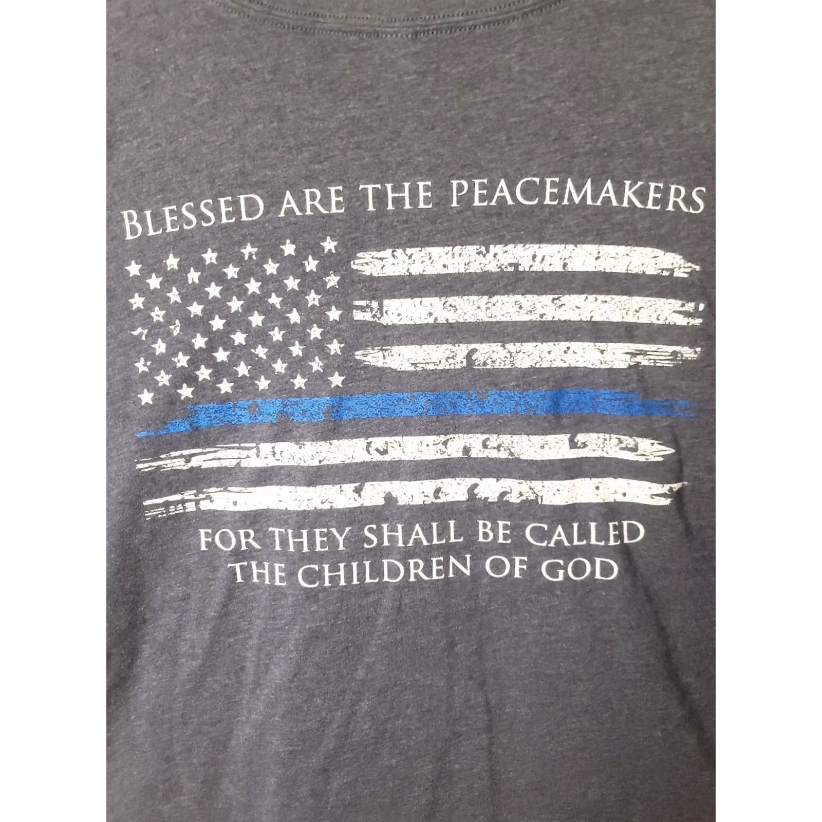 Vintage Nine Line Apparel Womens L Blue S. Sleeve Shirt "Blessed Are The Peacekeepers Size L / US 10 / IT 46 - 7 Thumbnail