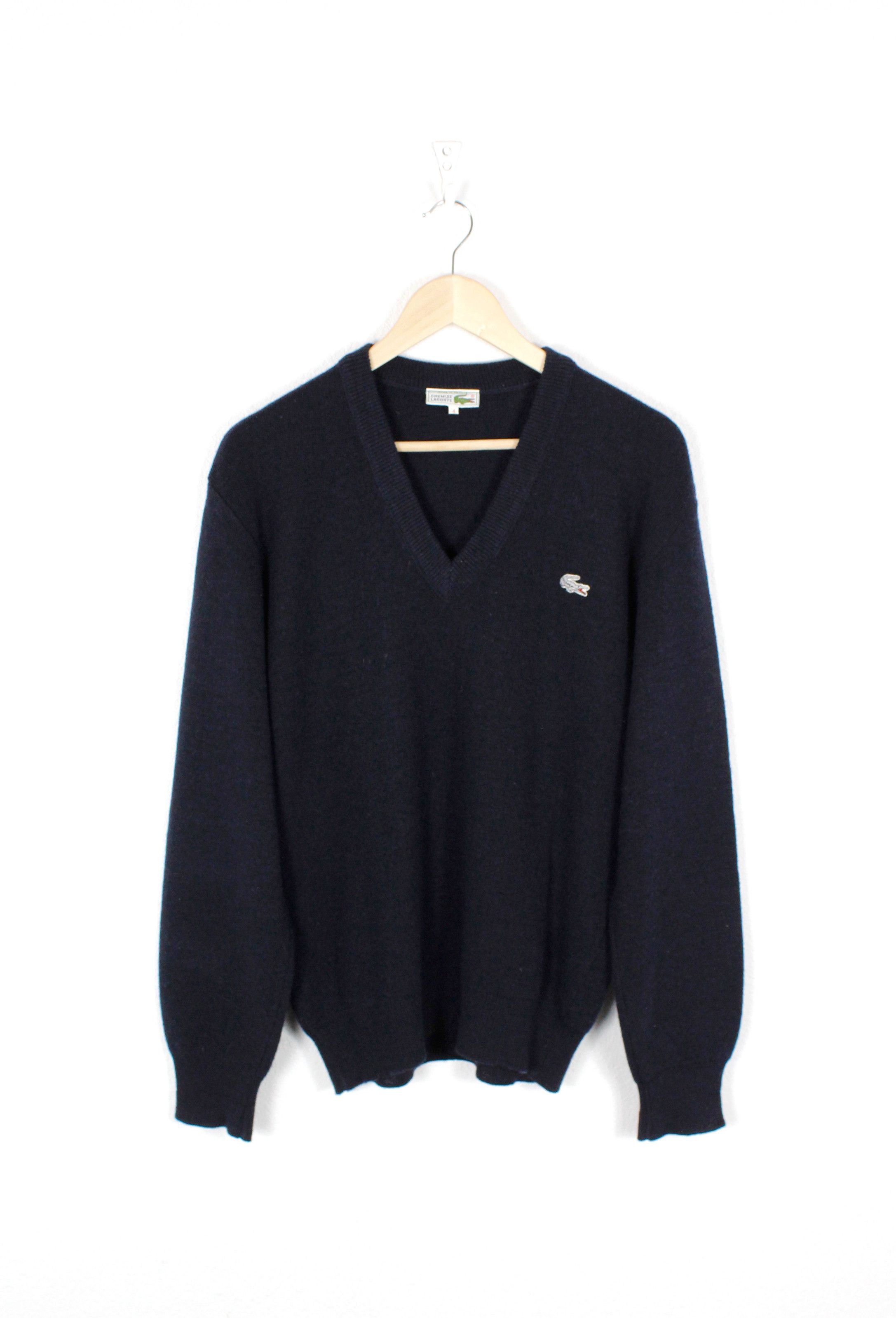 Lacoste × Vintage Vintage Lacoste Croc Logo Navy Wool Sweater 90s Size US XL / EU 56 / 4 - 1 Thumbnail