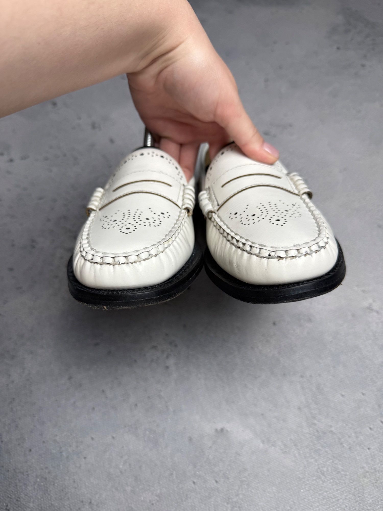 Sebago Sebago Womens Vintage White Leather Loafers With Perforated Size US 7 / IT 37 - 3 Thumbnail