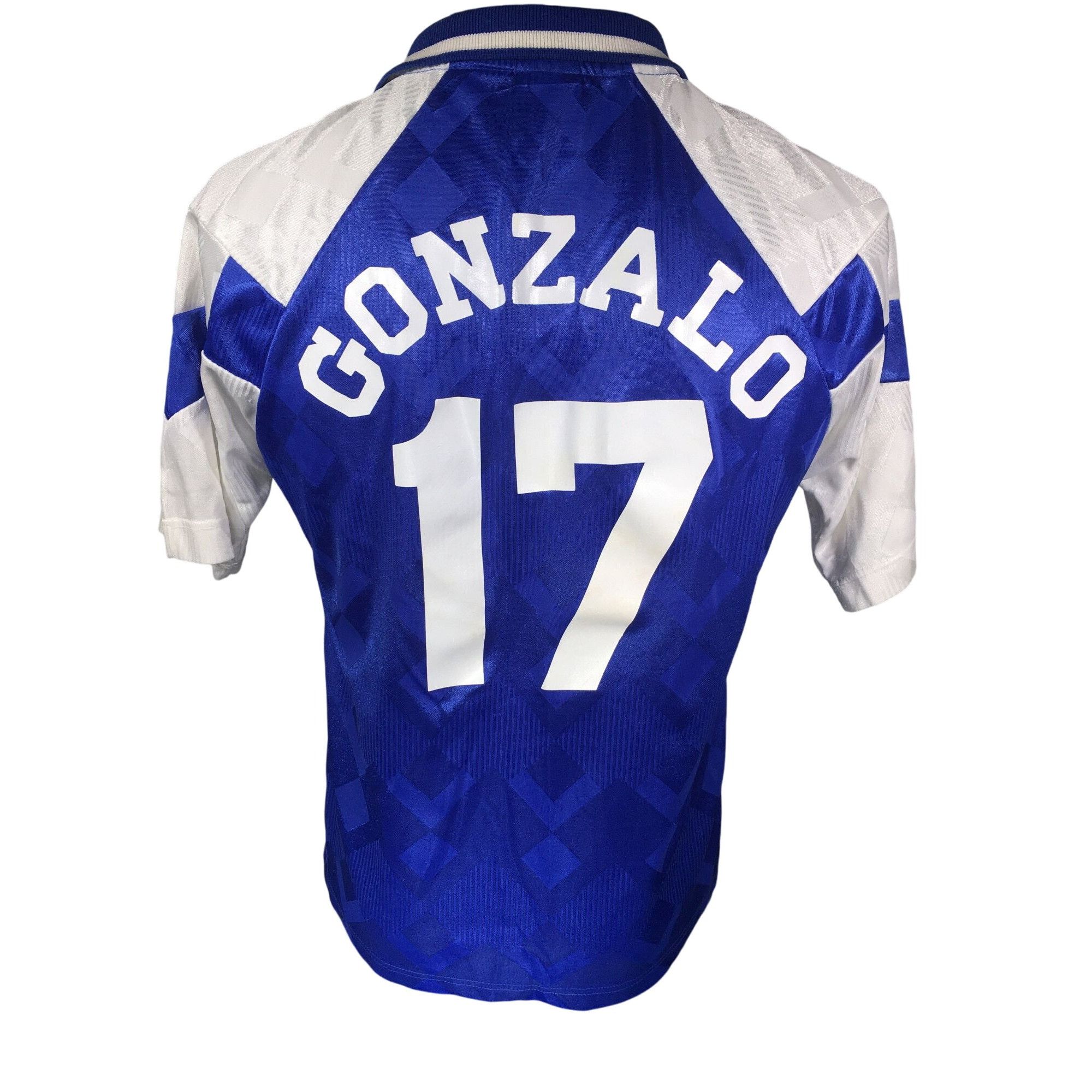 Umbro Vtg Umbro SHINY Blue Argyle Satin Soccer GONZALO Jersey Size US M / EU 48-50 / 2 - 3 Thumbnail