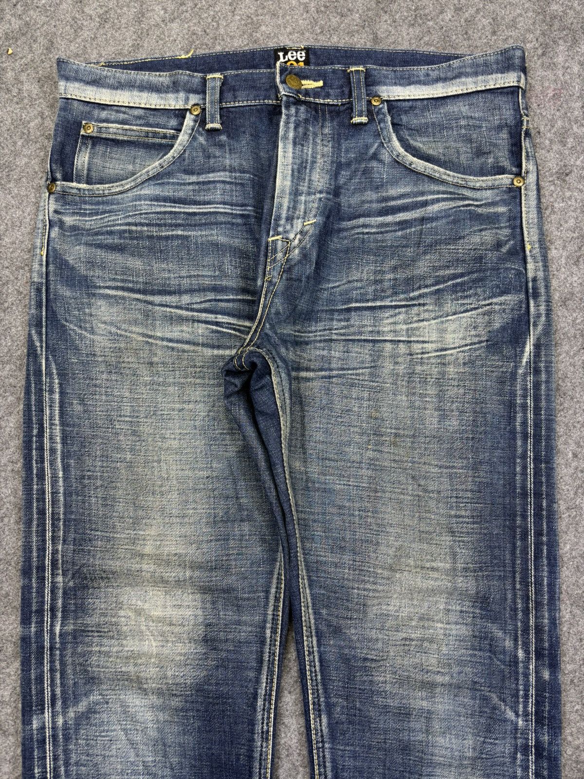 Lee Lee 101 Crazy Fades Yellow Selvedge Denim F788 Size US 35 - 3 Thumbnail